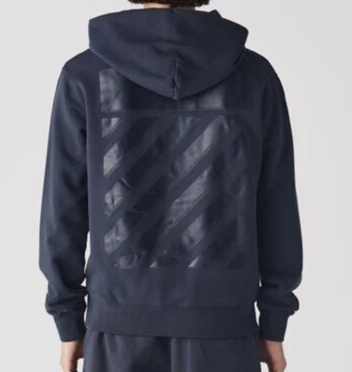 Size L Off-White Diagonal Logo Hoodie “Navy”