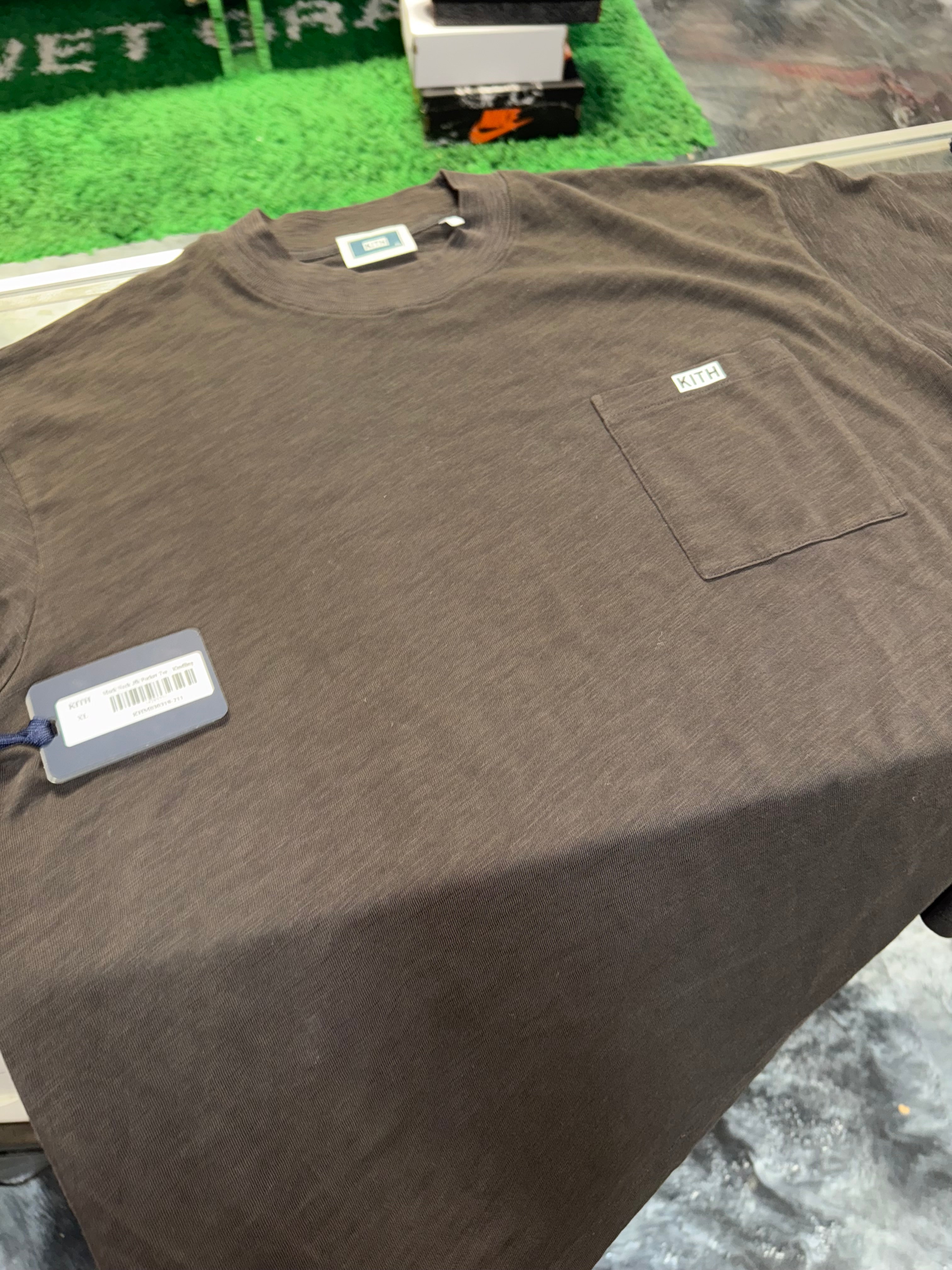 Size XL Kith JFK Pocket Tee “Overcast” Brand New