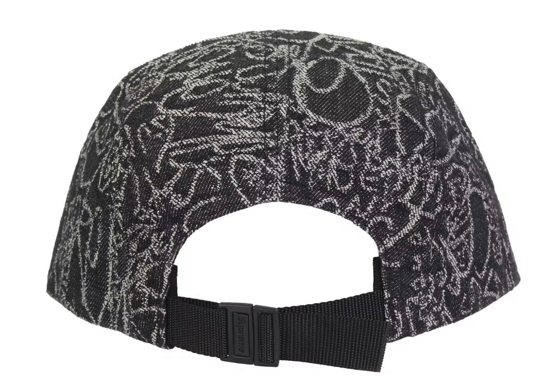 Size OS Supreme Denim Handwriting Camp Hat “Black” Brand New