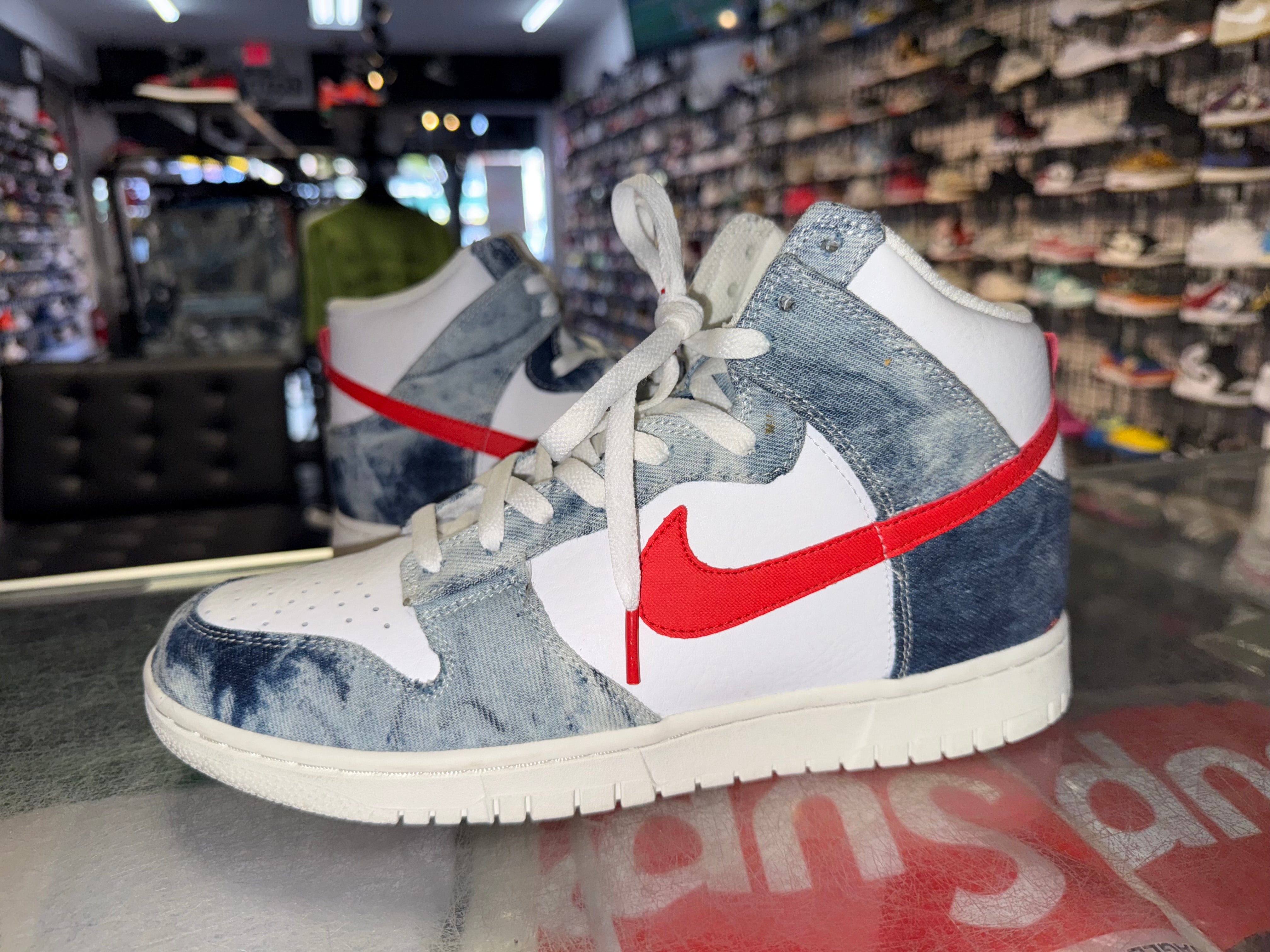Size 9.5 (11W) Dunk High "Washed Denim Pack"