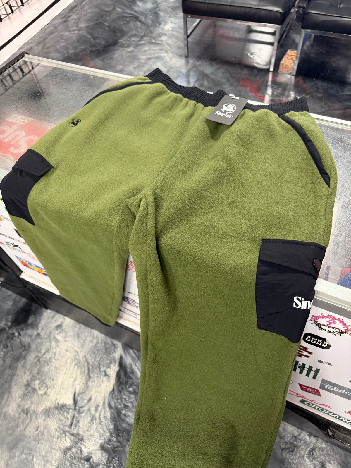 Size L Sinclair Global Fleece Cargo Pants “Olive/Black” Brand New