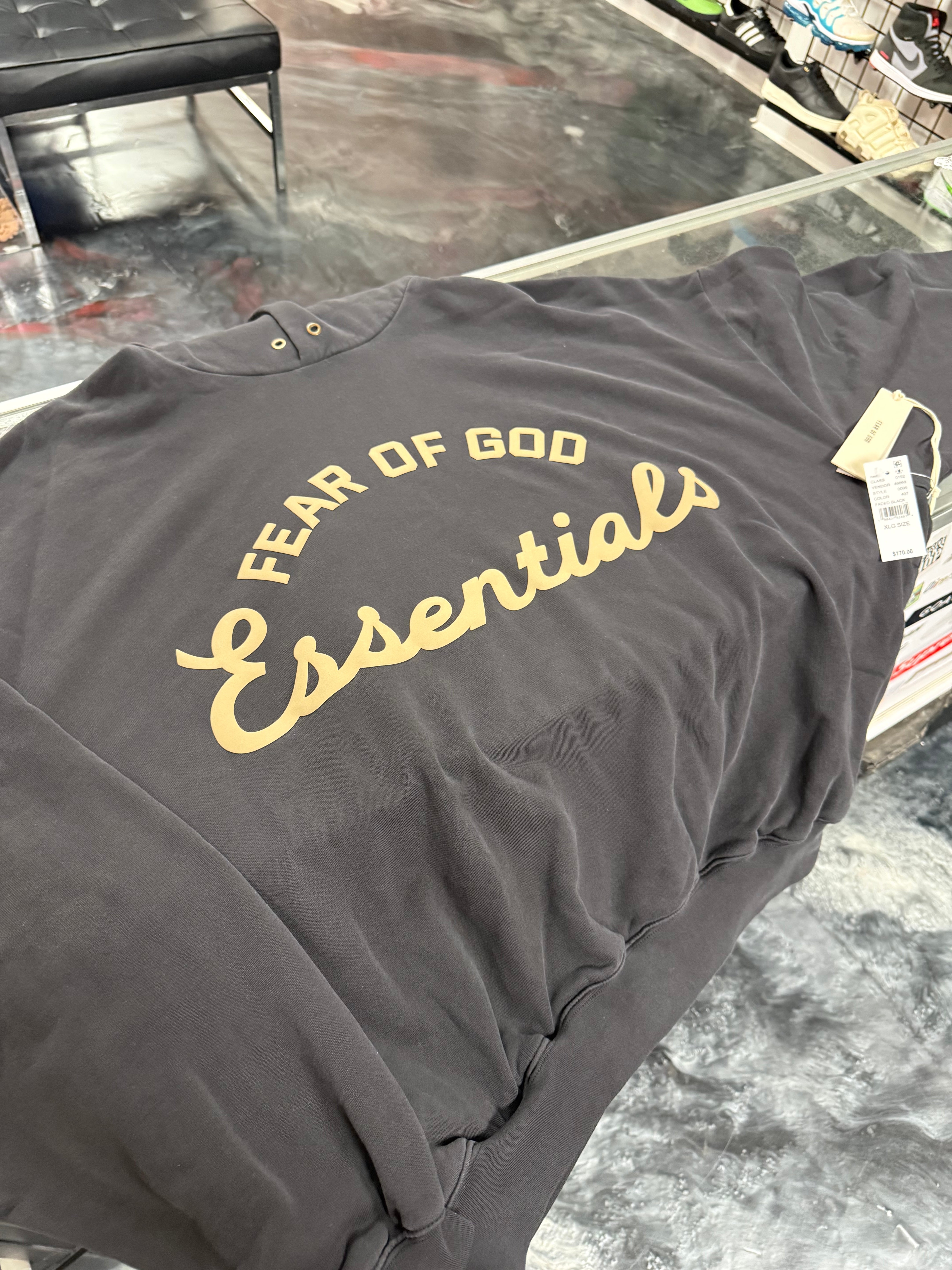 Size XL Essentials FOG 90’s Hoodie “Faded Black” Brand New