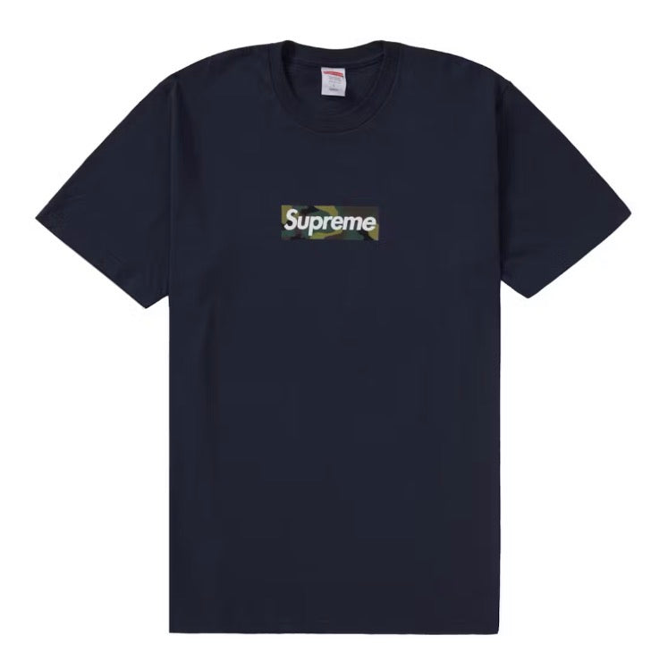 Size M Supreme Camo Box Logo Tee “Navy” Worn 1x
