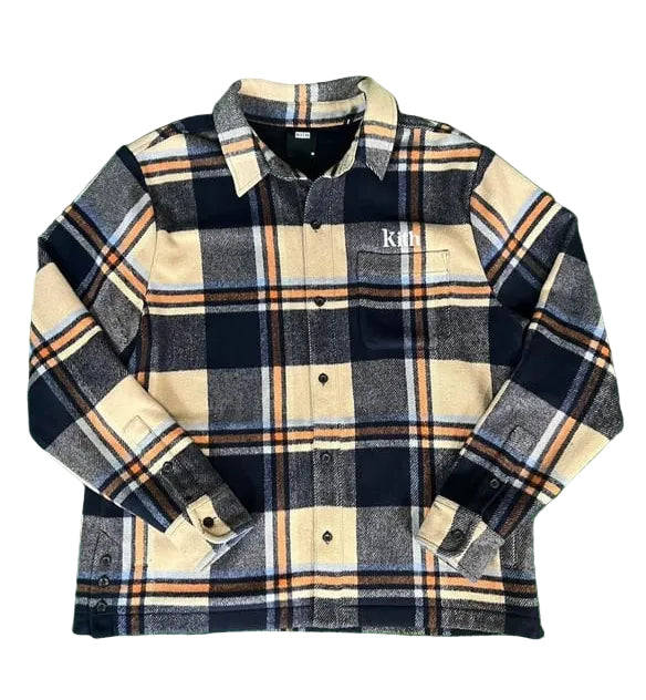 Size XL Kith Ginza Plaid Wool Flannel “Blue/Orange”