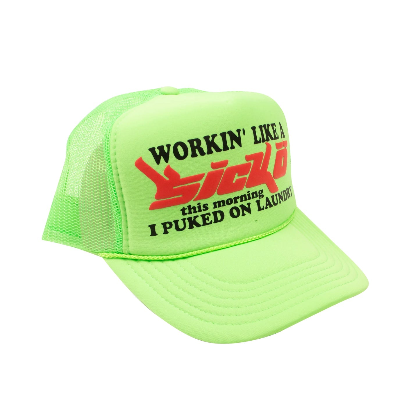 Size OS Sicko Trucker Hat “Neon/Red”