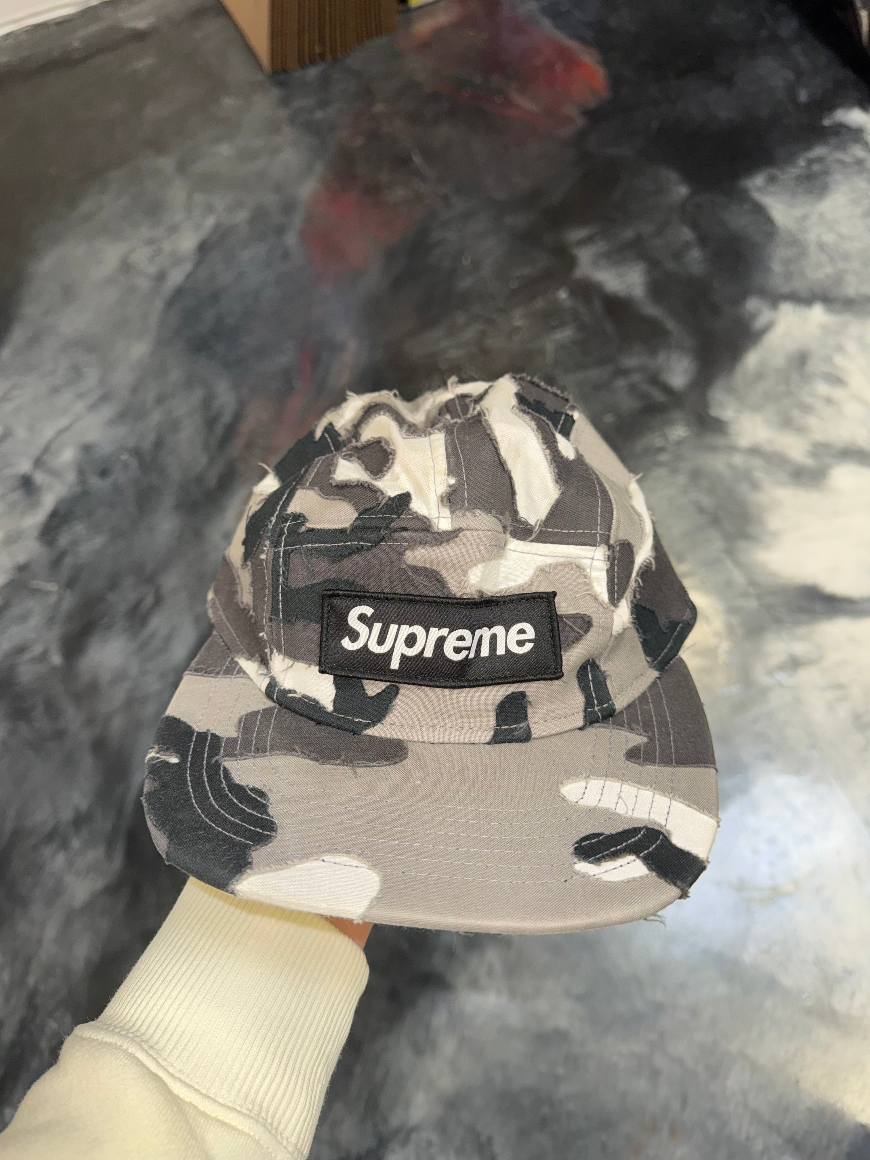 Size OS Supreme 6 Panel Layered Camp Cap “Camo”