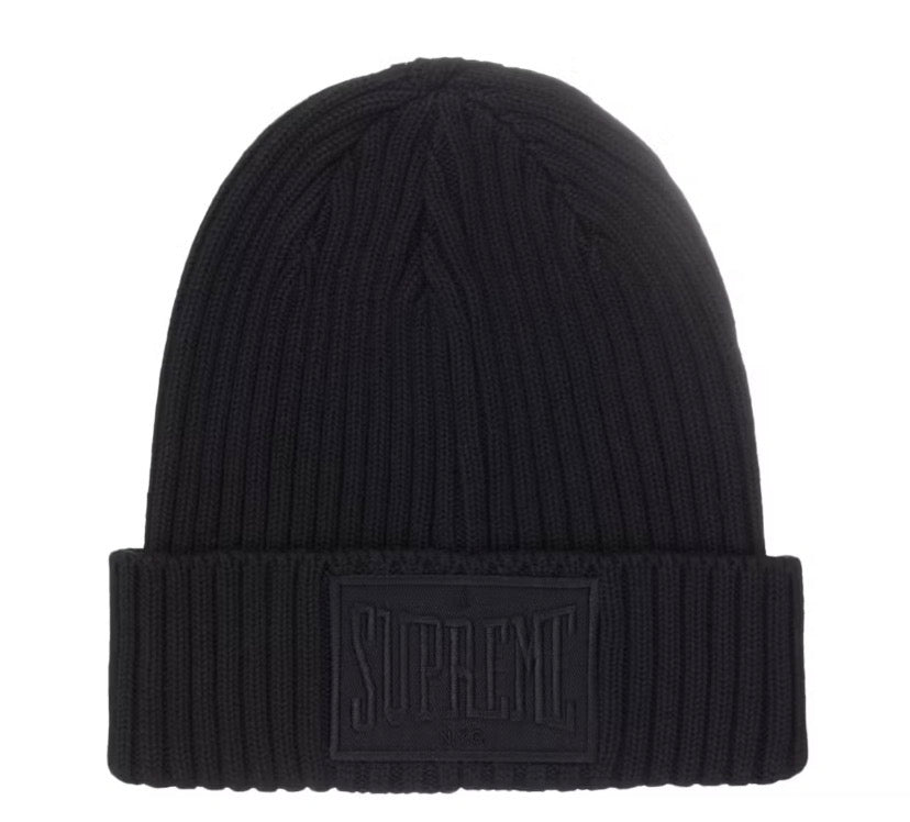 Size OS Supreme Overdyed Patch Beanie “Black” Brand New