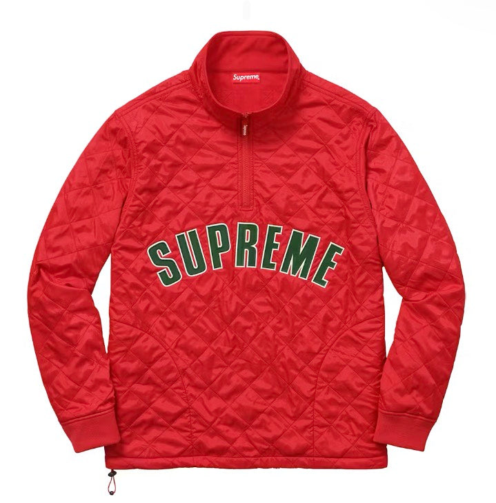 Size XL Supreme Quilted Half Zip Pullover (SS17) “Red” Brand New