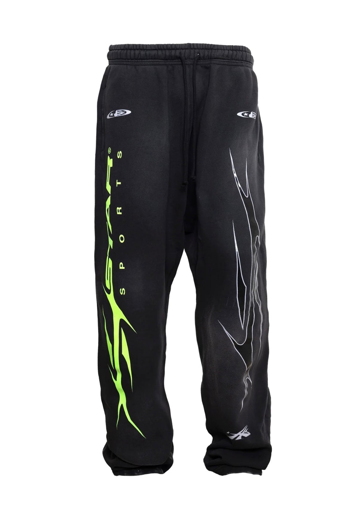 Size S (Fits M) Hellstar P2P Sports Sweatpants “Grey/Neon”