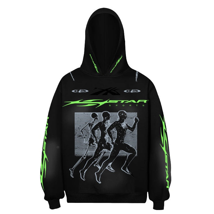 Size S (Fits M) Hellstar P2P Sports Hoodie “Grey/Neon”