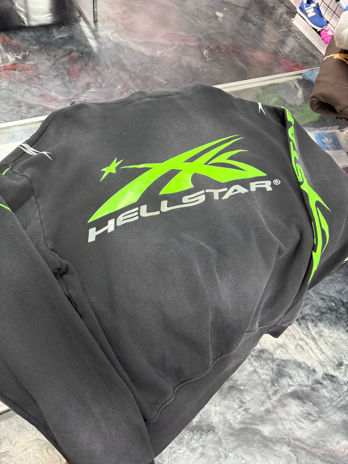 Size S (Fits M) Hellstar P2P Sports Hoodie “Grey/Neon”