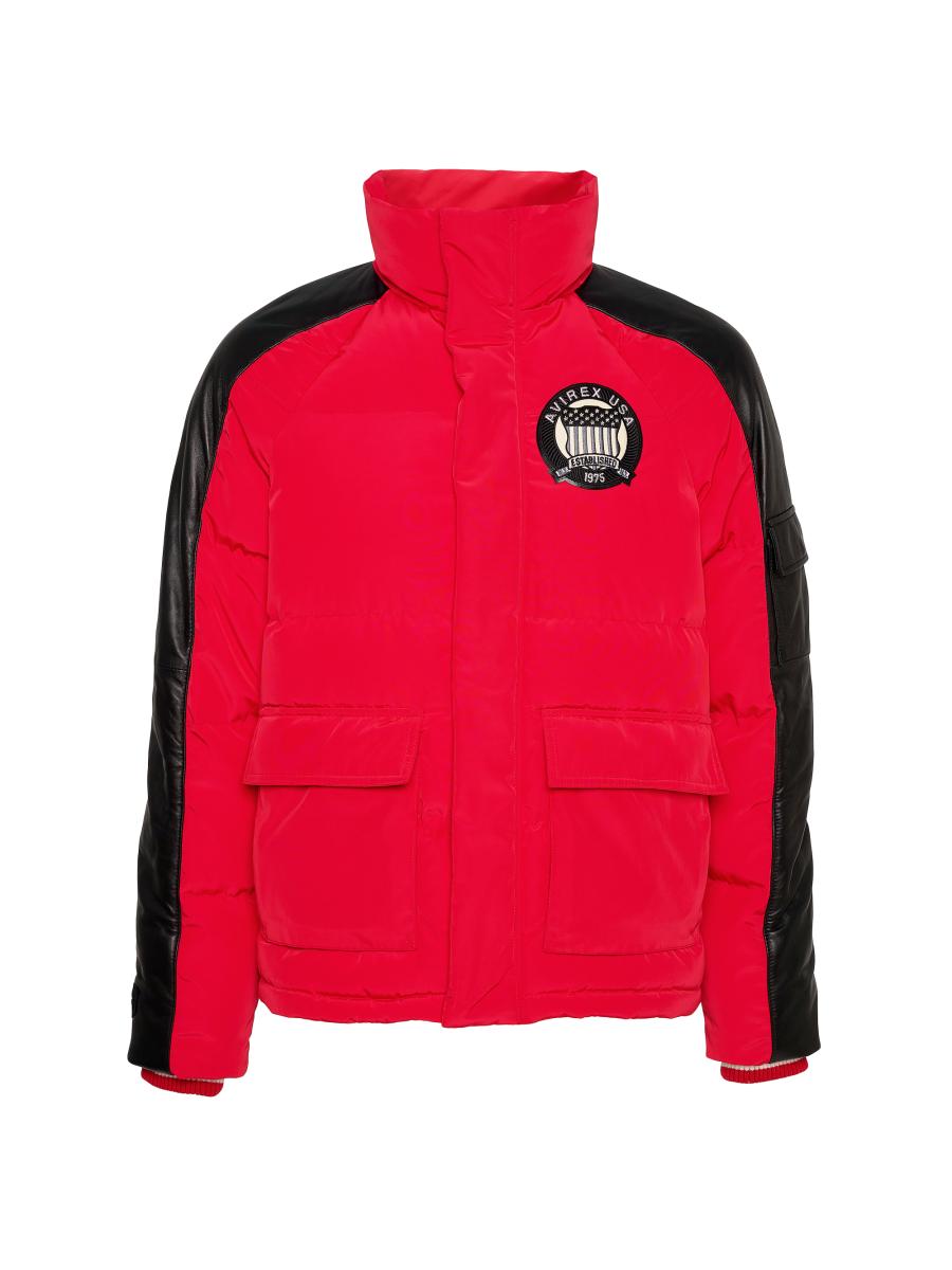 Size M Avirex Icon Parka Jacket “Red/Black Leather” Worn 1x