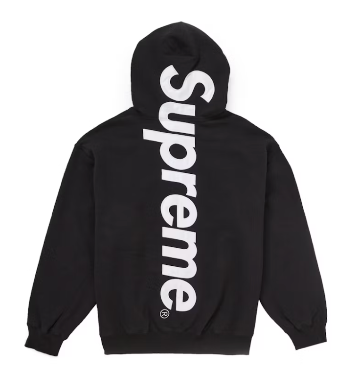 Size XXL Supreme Satin Applique Hooded Sweatshirt (FW24) "Black" Brand New
