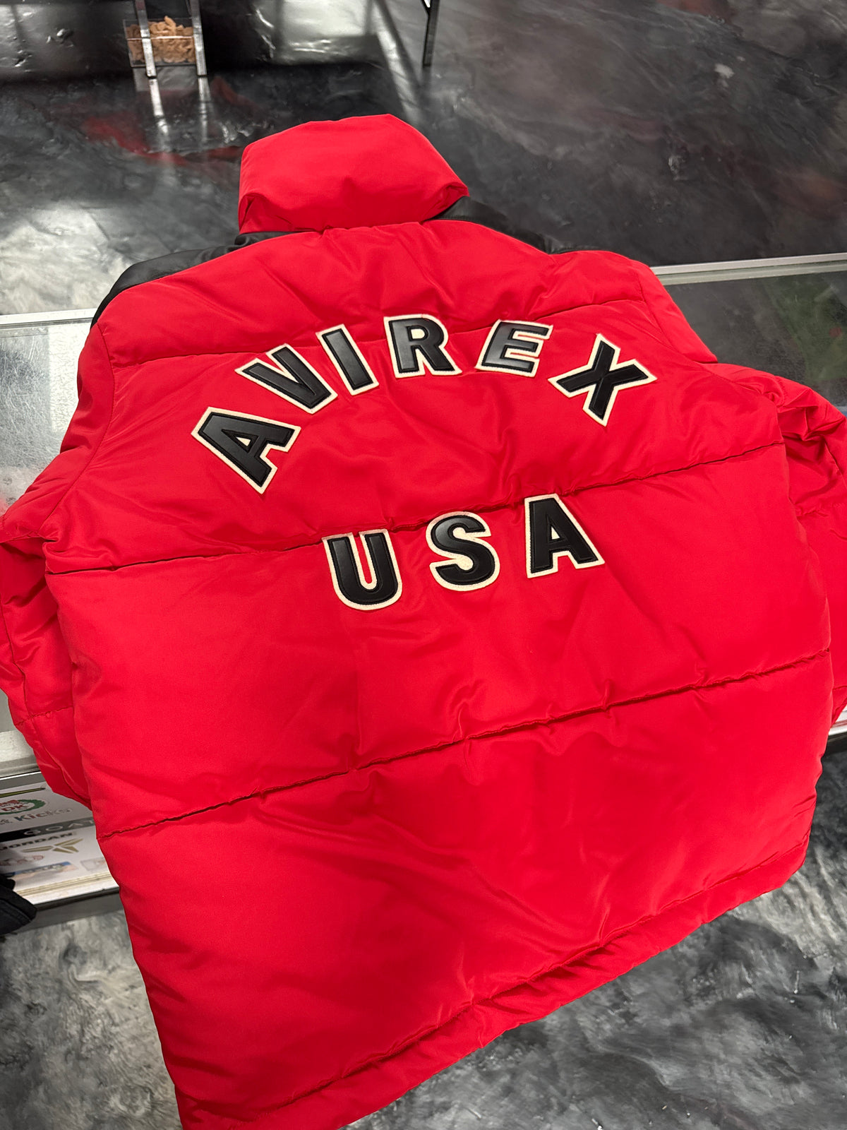 Size M Avirex Icon Parka Jacket “Red/Black Leather” Worn 1x