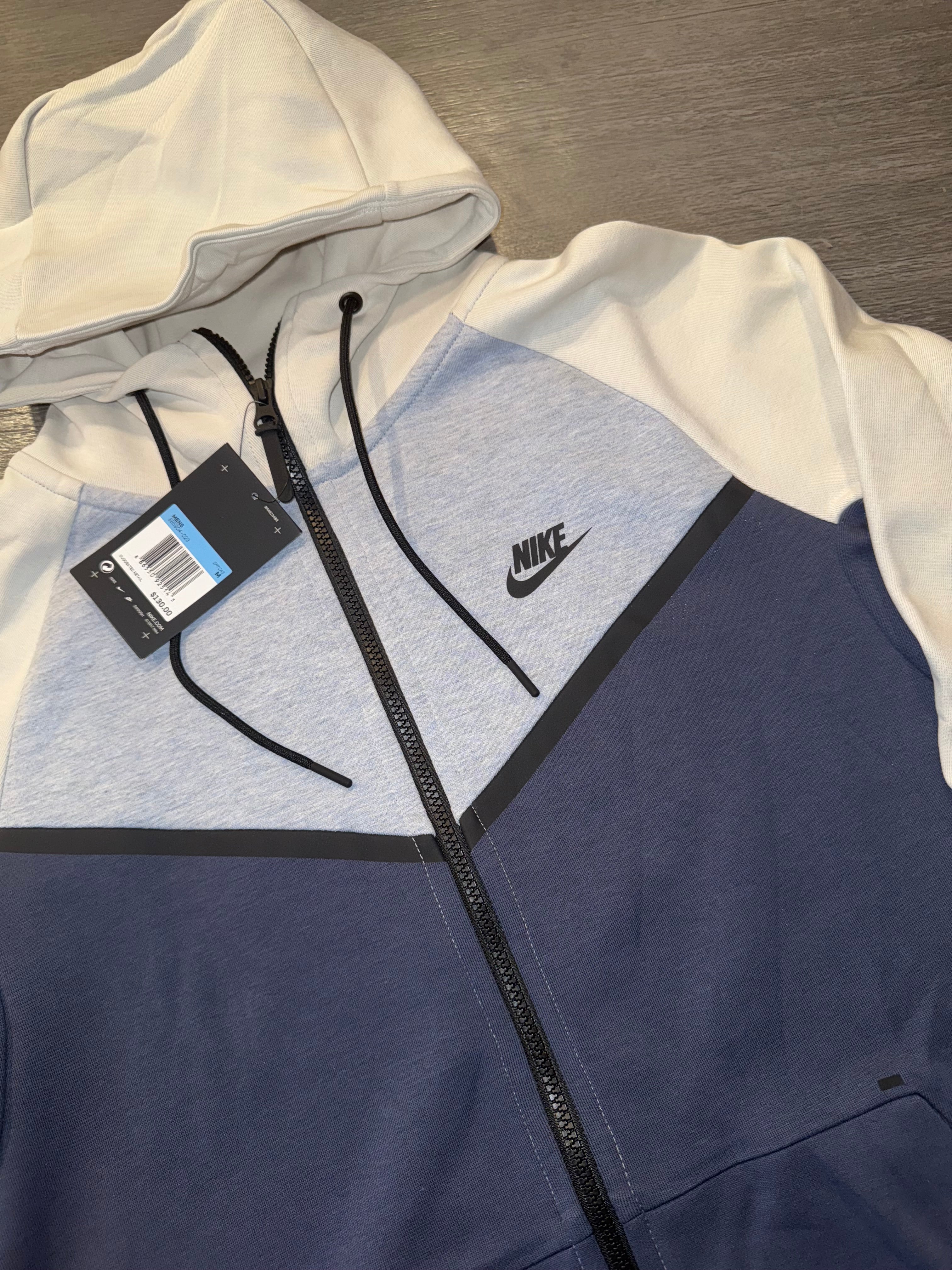 Size M Nike Tech Hoodie “Grey Multi Blue” Brand New