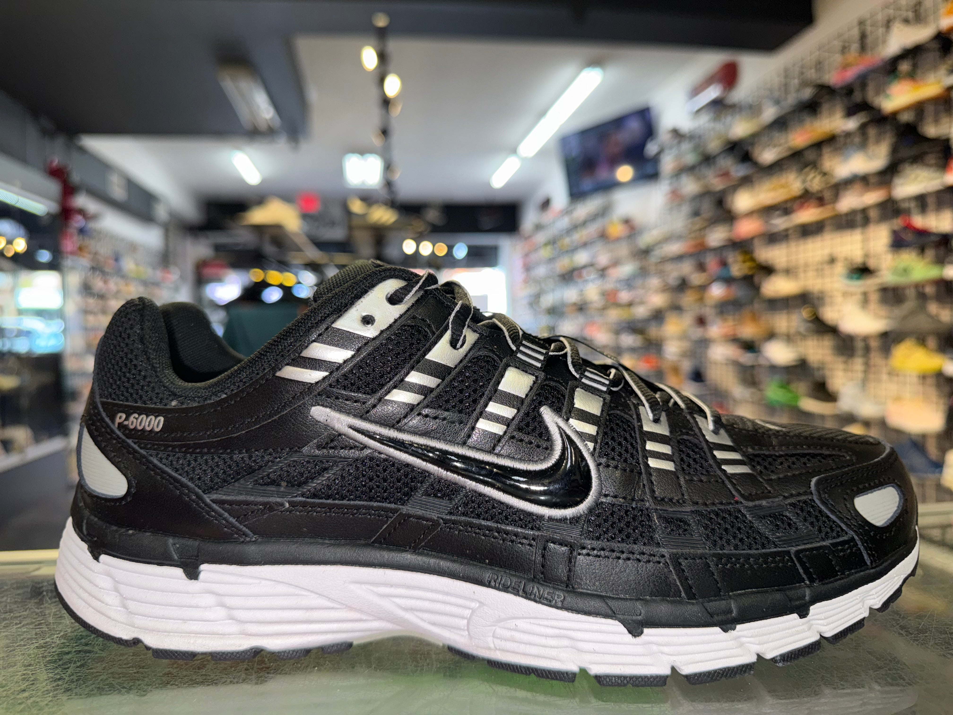 Size 9.5 Nike P-6000 "Black Metallic Silver"