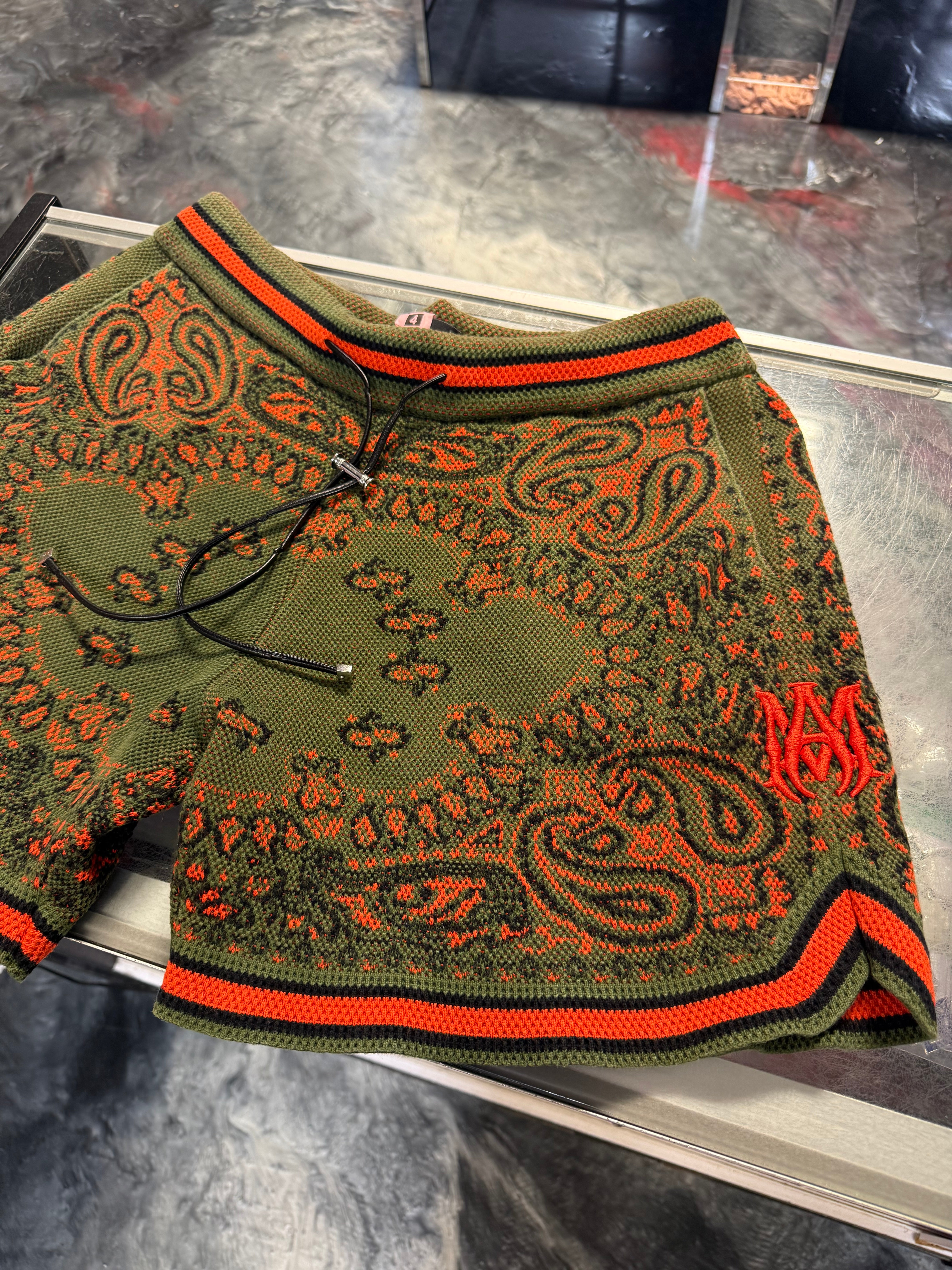 Size M Amiri Bandana Shorts “Green/Orange”