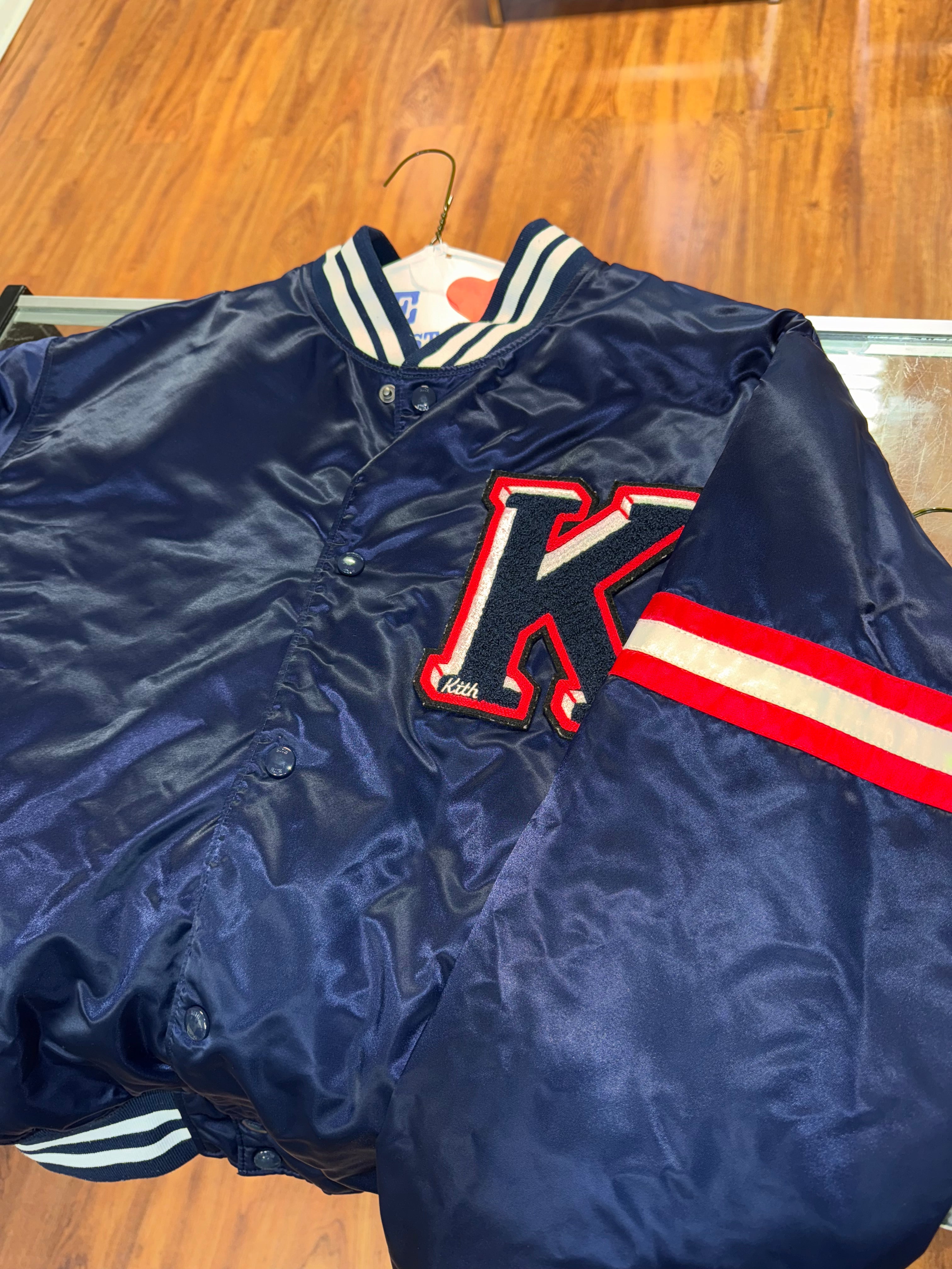 Size S Kith Satin Bomber Jacket “Navy/Red”