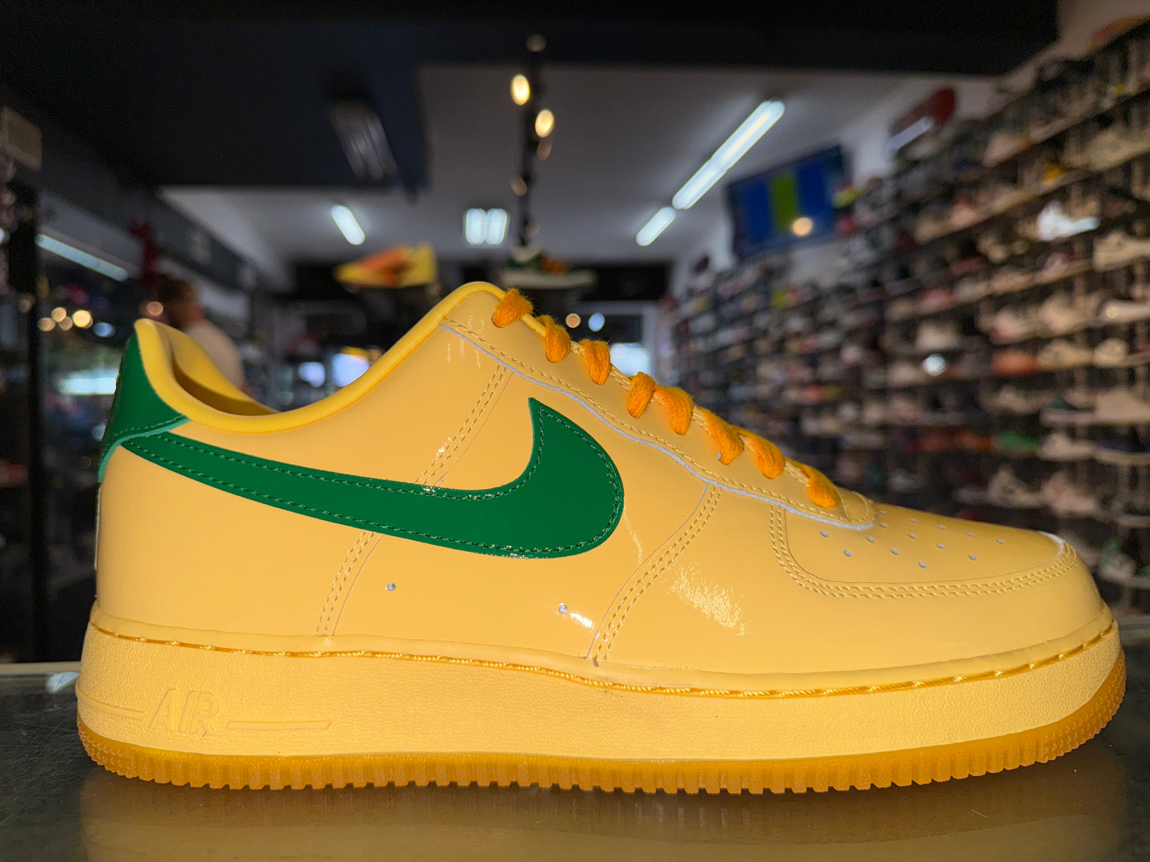 Size 11 Air Force 1 Patent Leather "Topaz Gold Pine Green" Brand New