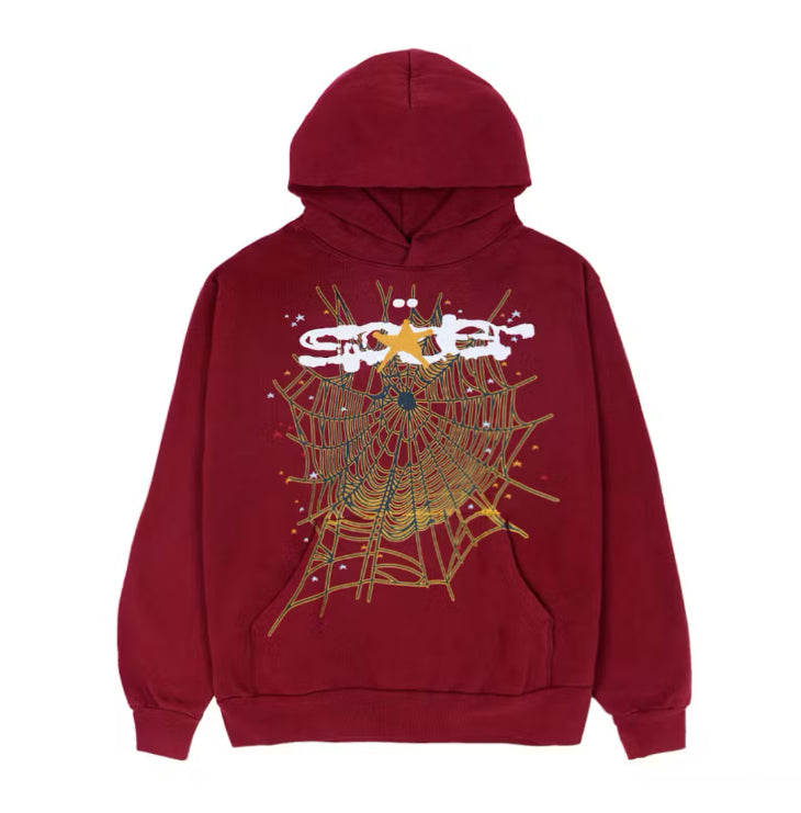 Size L Sp5der Classic Web Hoodie “Maroon”