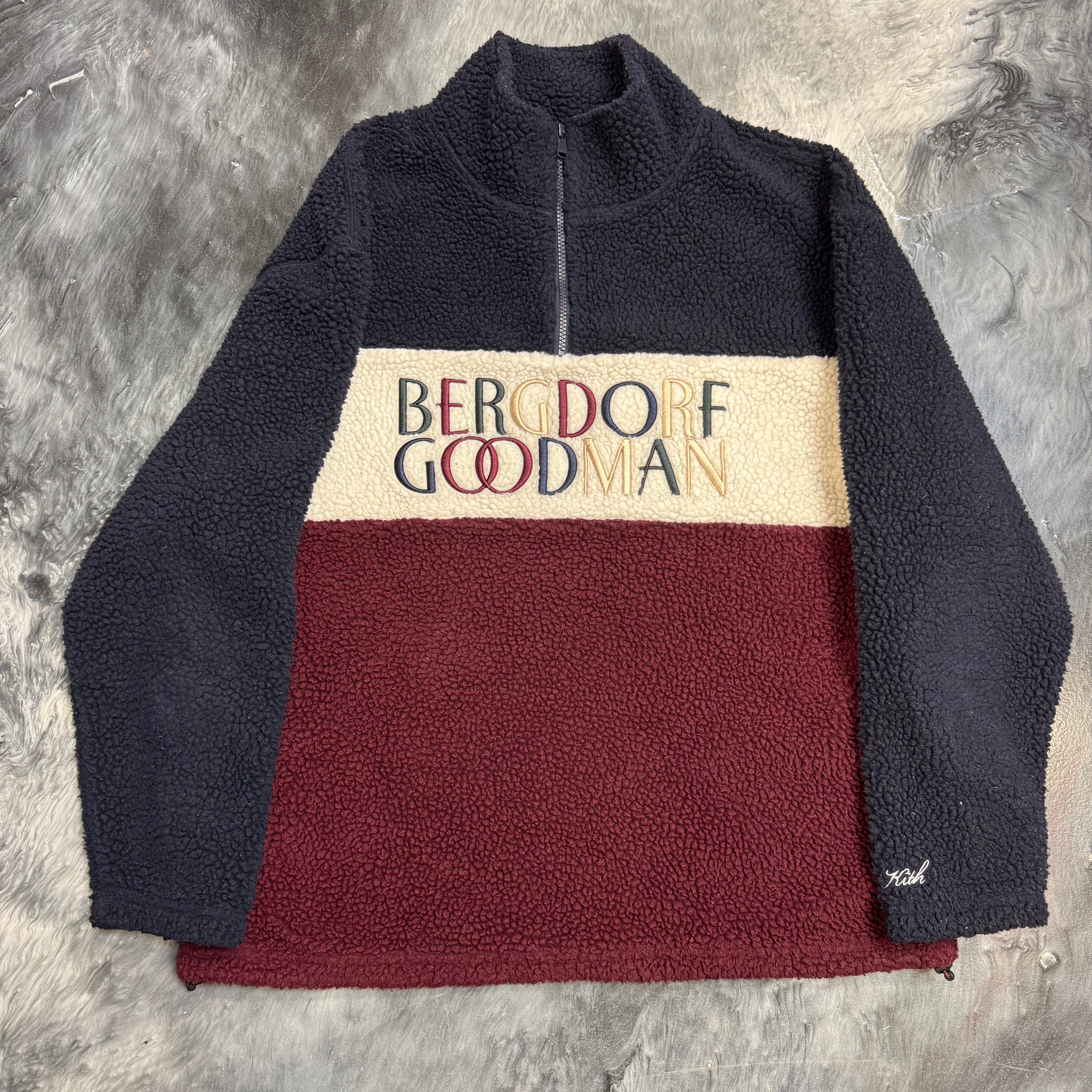Size L Kith for Bergdorf Goodman L/S Quarter Zip "Navy"