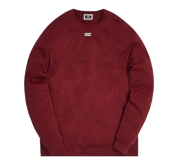 Size M Kith Mini Box Logo LS Tee “Cardinal”