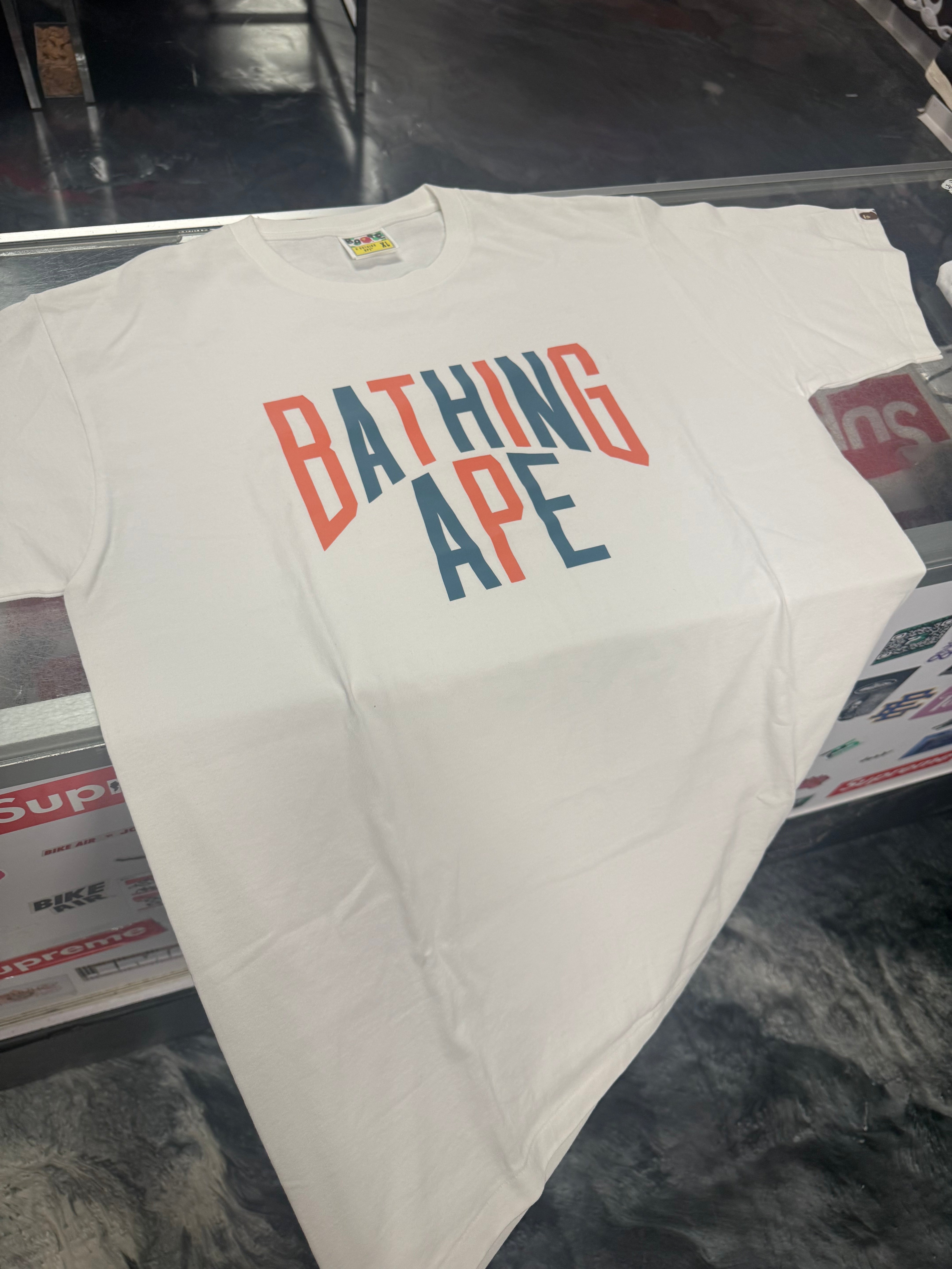 Size XL Bape Colors Logo Tee “Blue/Orange” Brand New
