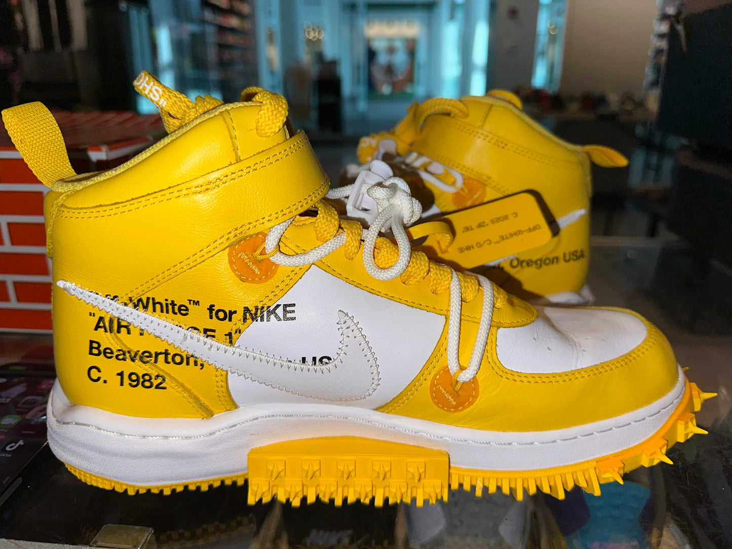 Size 11 Air Force 1 Mid “Off White Varsity Maize” (Mall)
