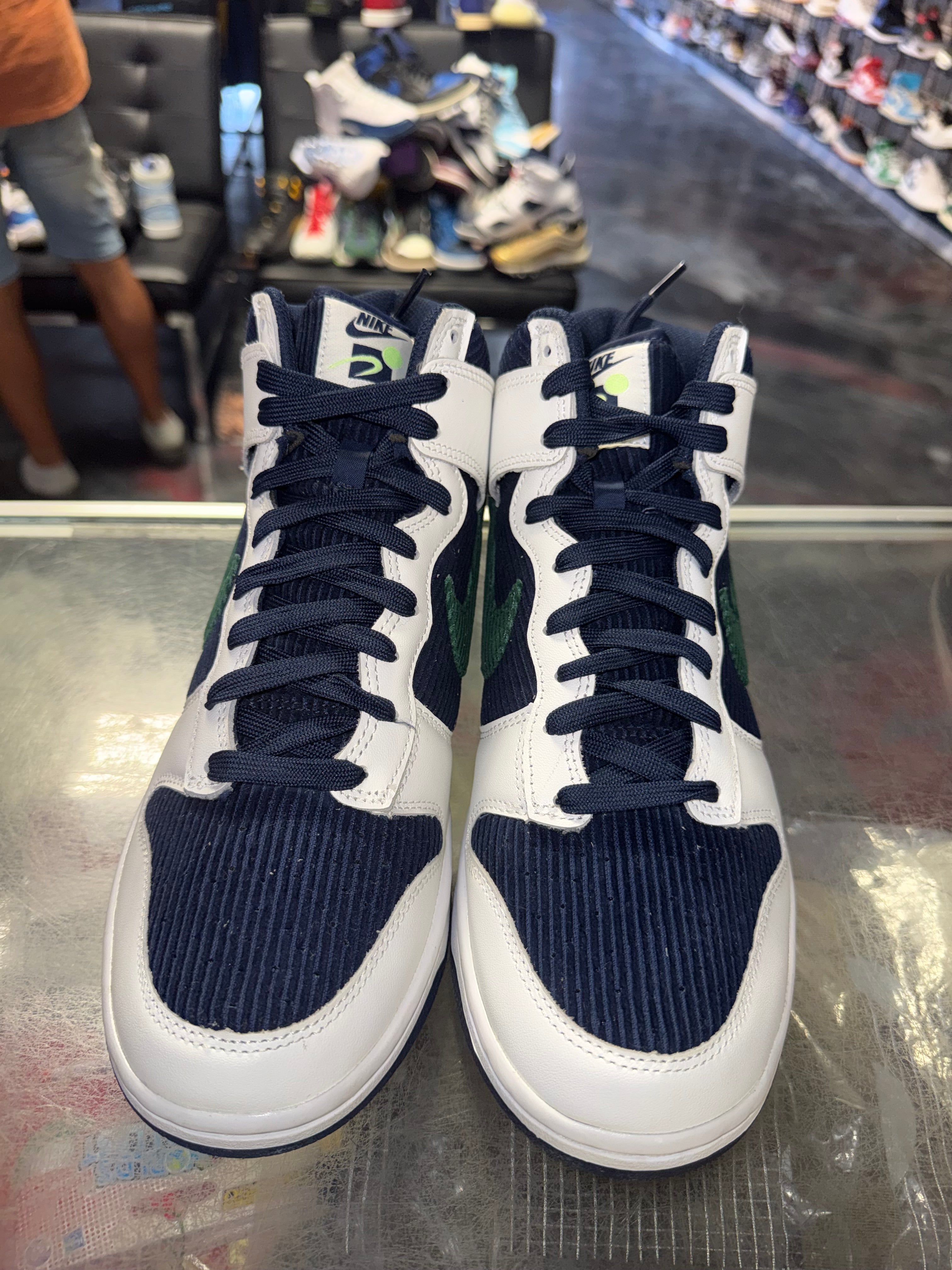 Size 9 Dunk High Sports Specialities "White Navy" Brand New