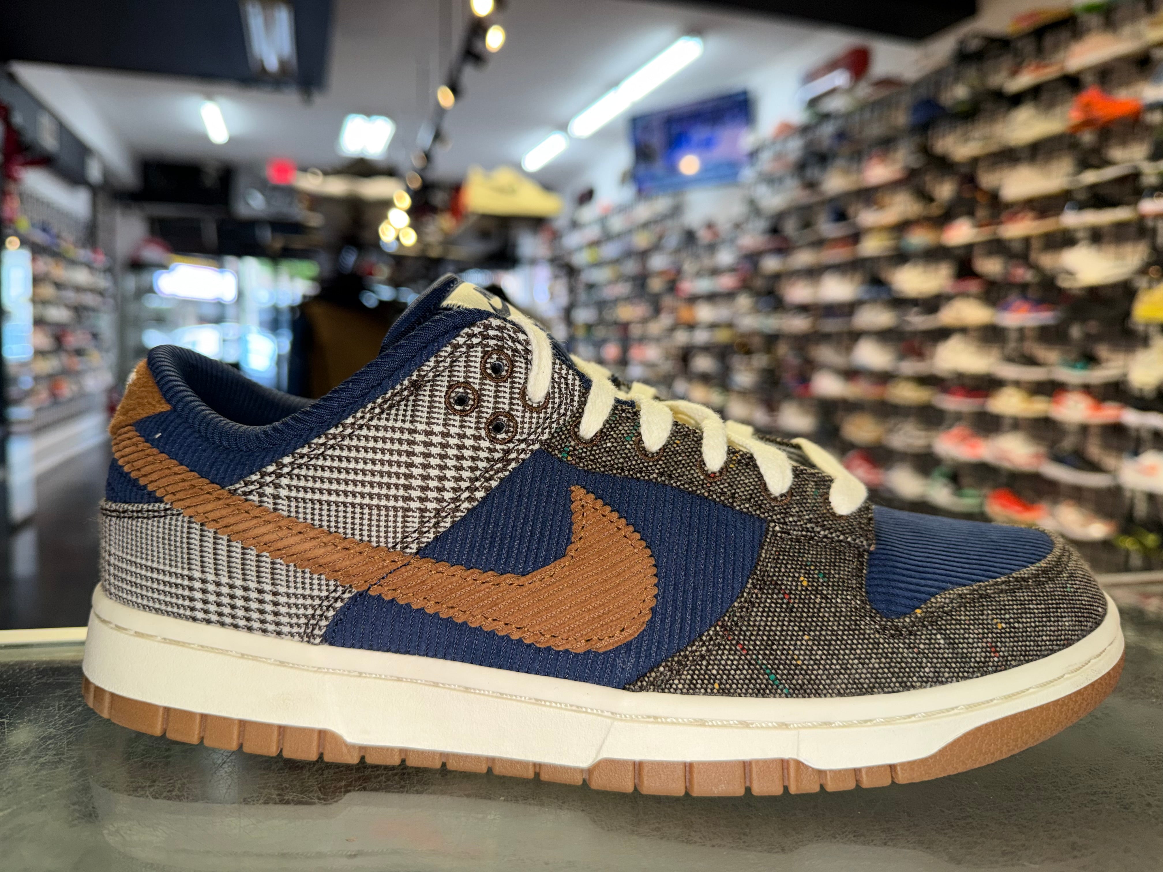 Size 9.5 Dunk Low "Tweed Midnight Navy Corduroy"