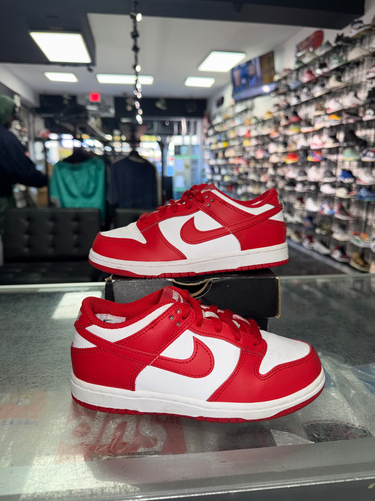 Nike Dunk Low University Red PS sneaker, pre-owned, size 1Y