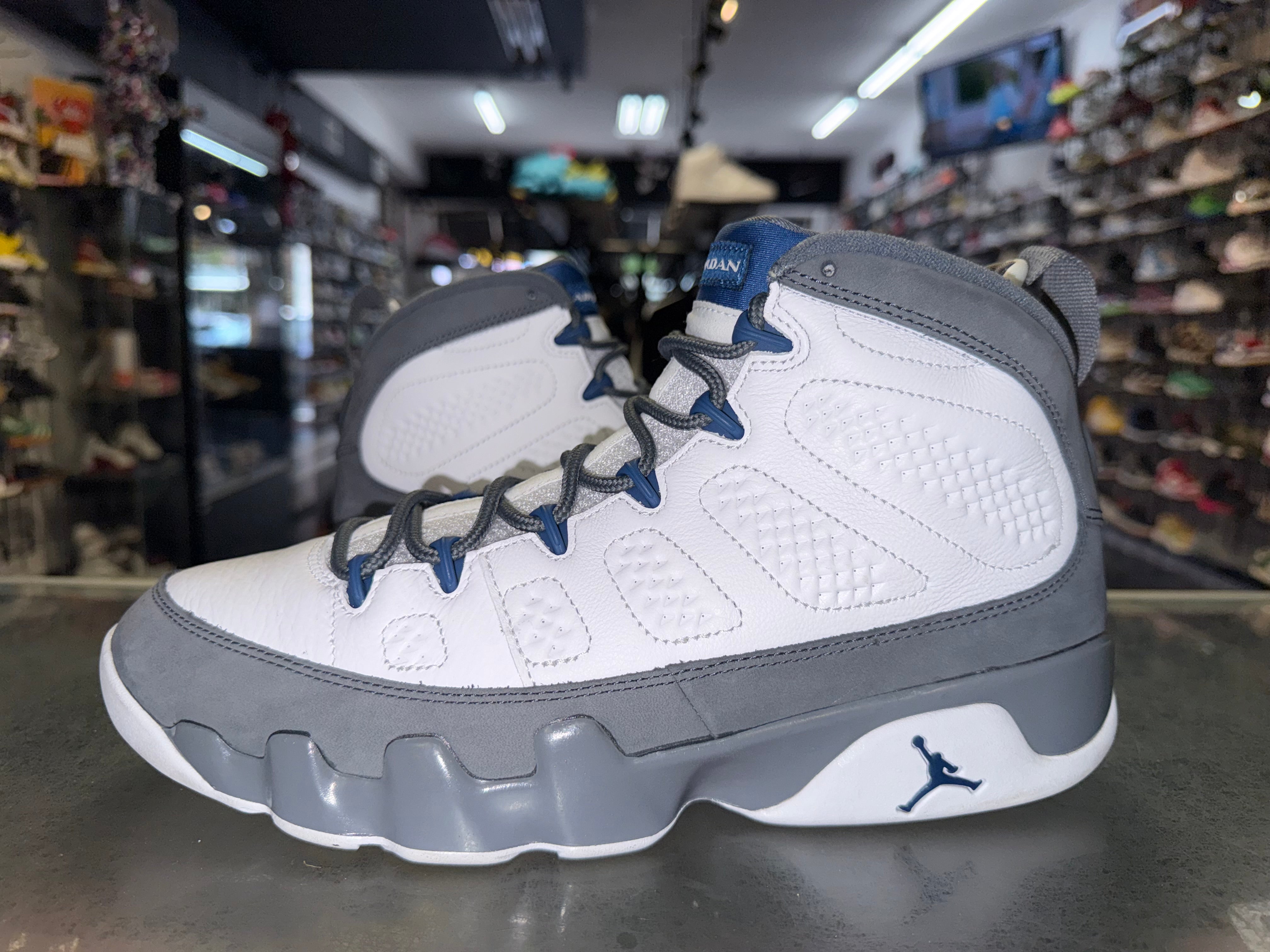 Size 10.5 Air Jordan 9 "Flint Grey French Blue"