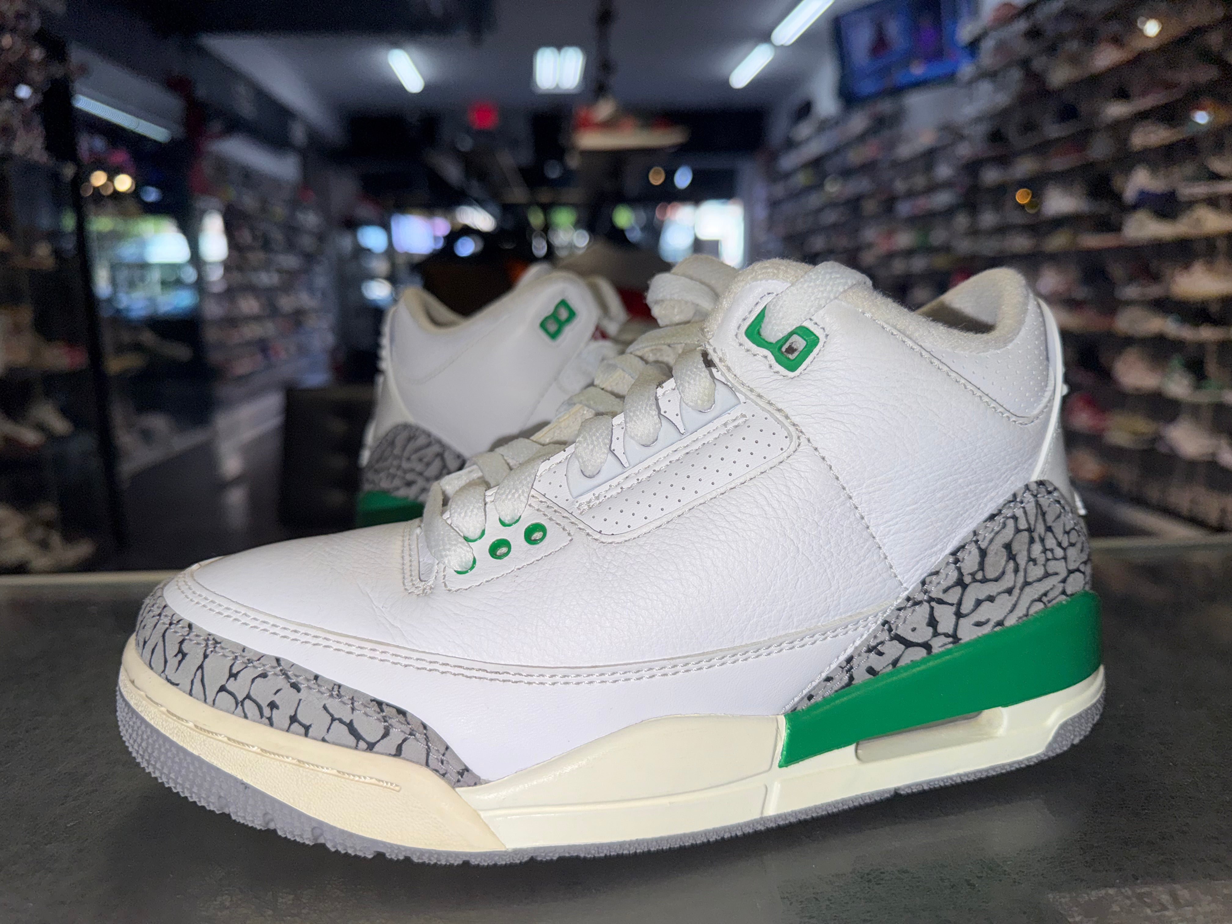 Size 5.5 (7W) Air Jordan 3 "Lucky Green"