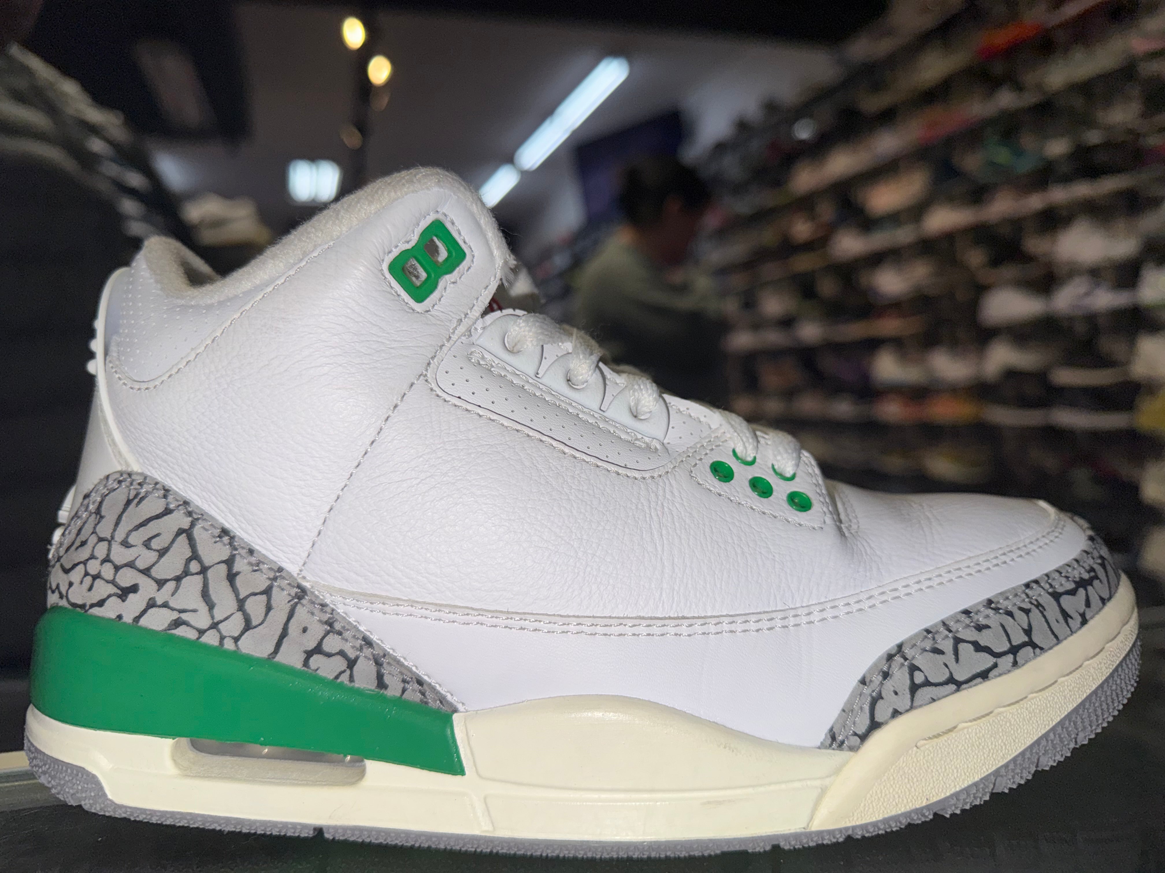 Size 5.5 (7W) Air Jordan 3 "Lucky Green"