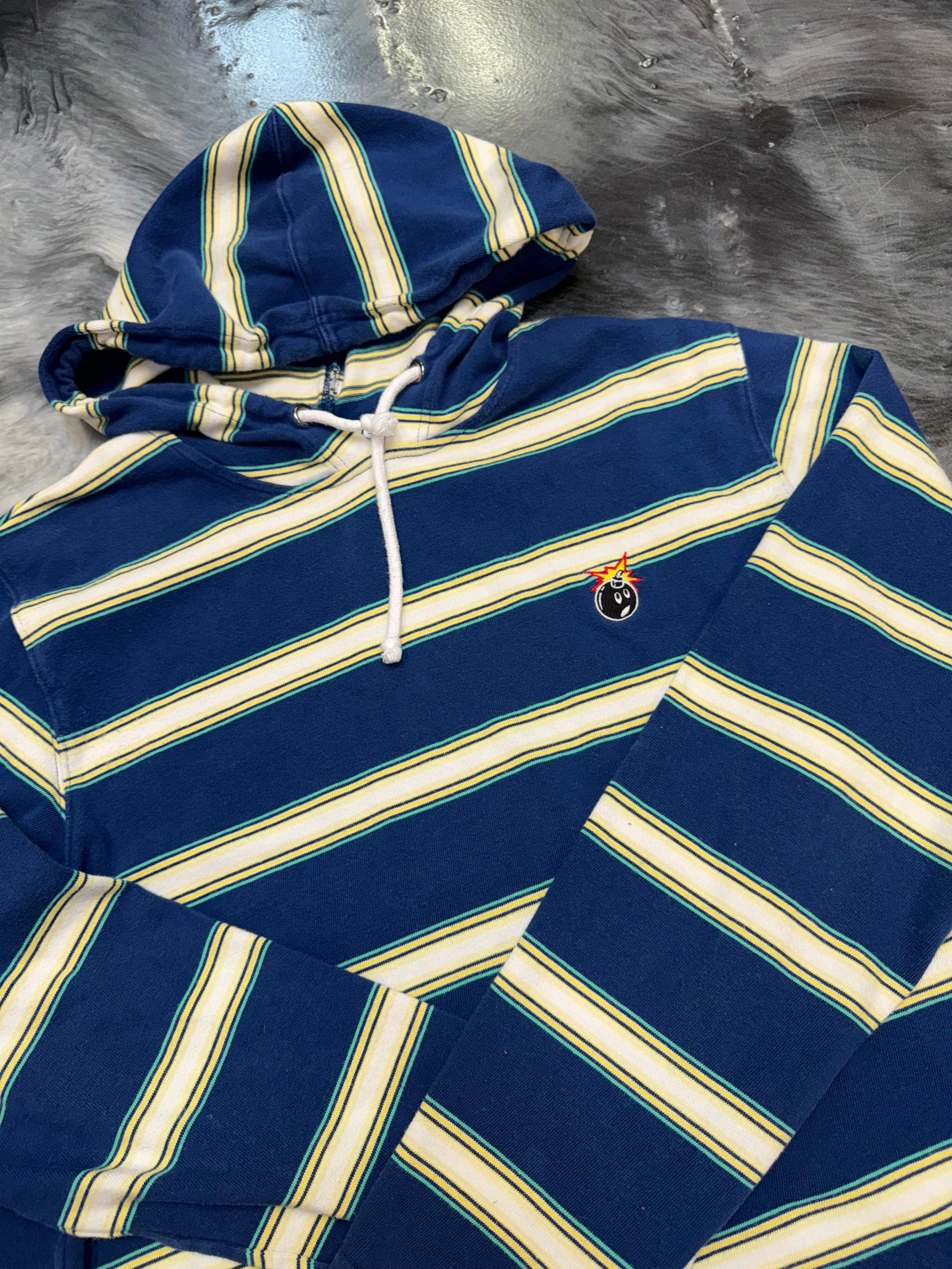 Size L The Hundreds Striped Hoodie "Blue"