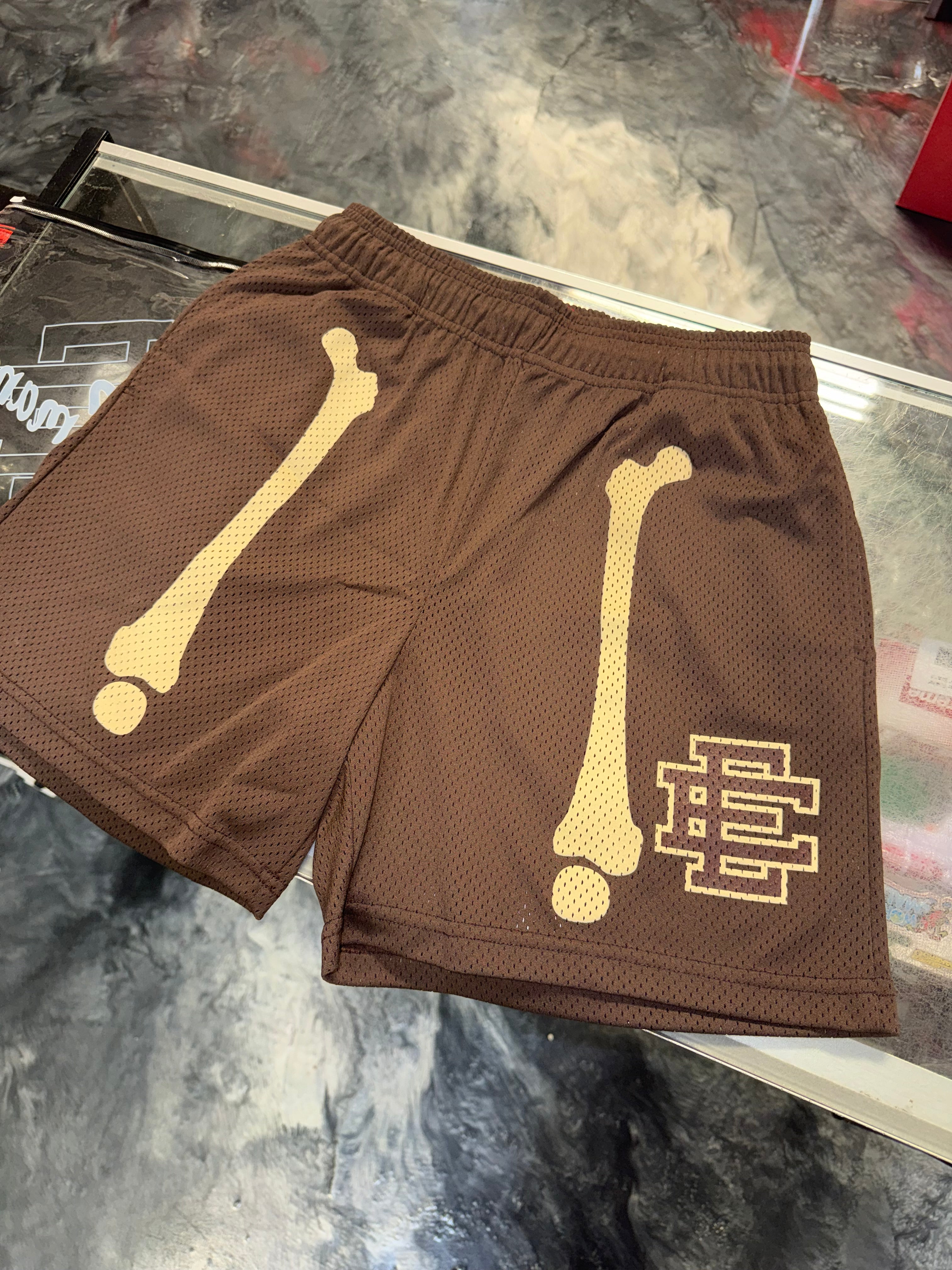 Size M Eric Emanuel EE Shorts “Bones Brown” Brand New