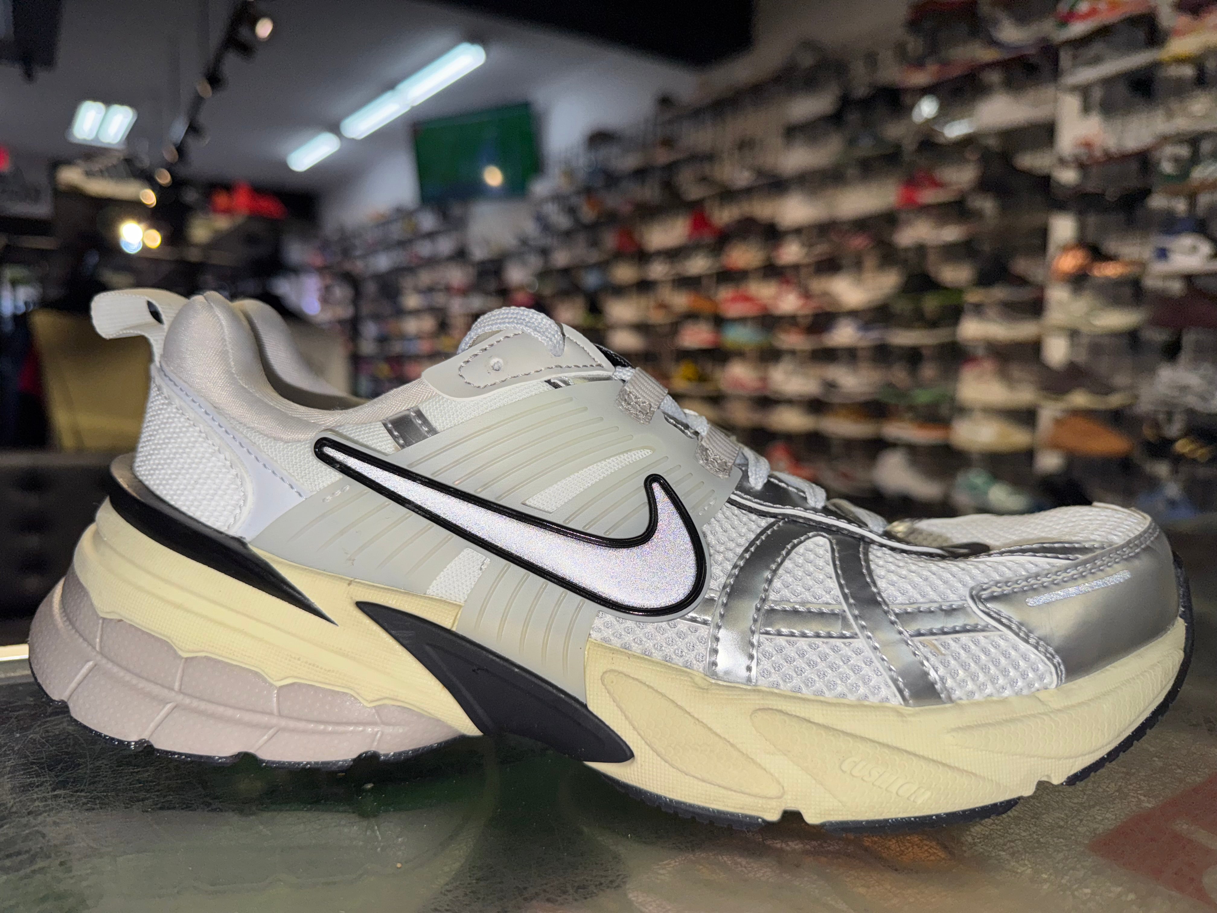 Size 9.5 Nike V2K Run "White Metallic Silver"