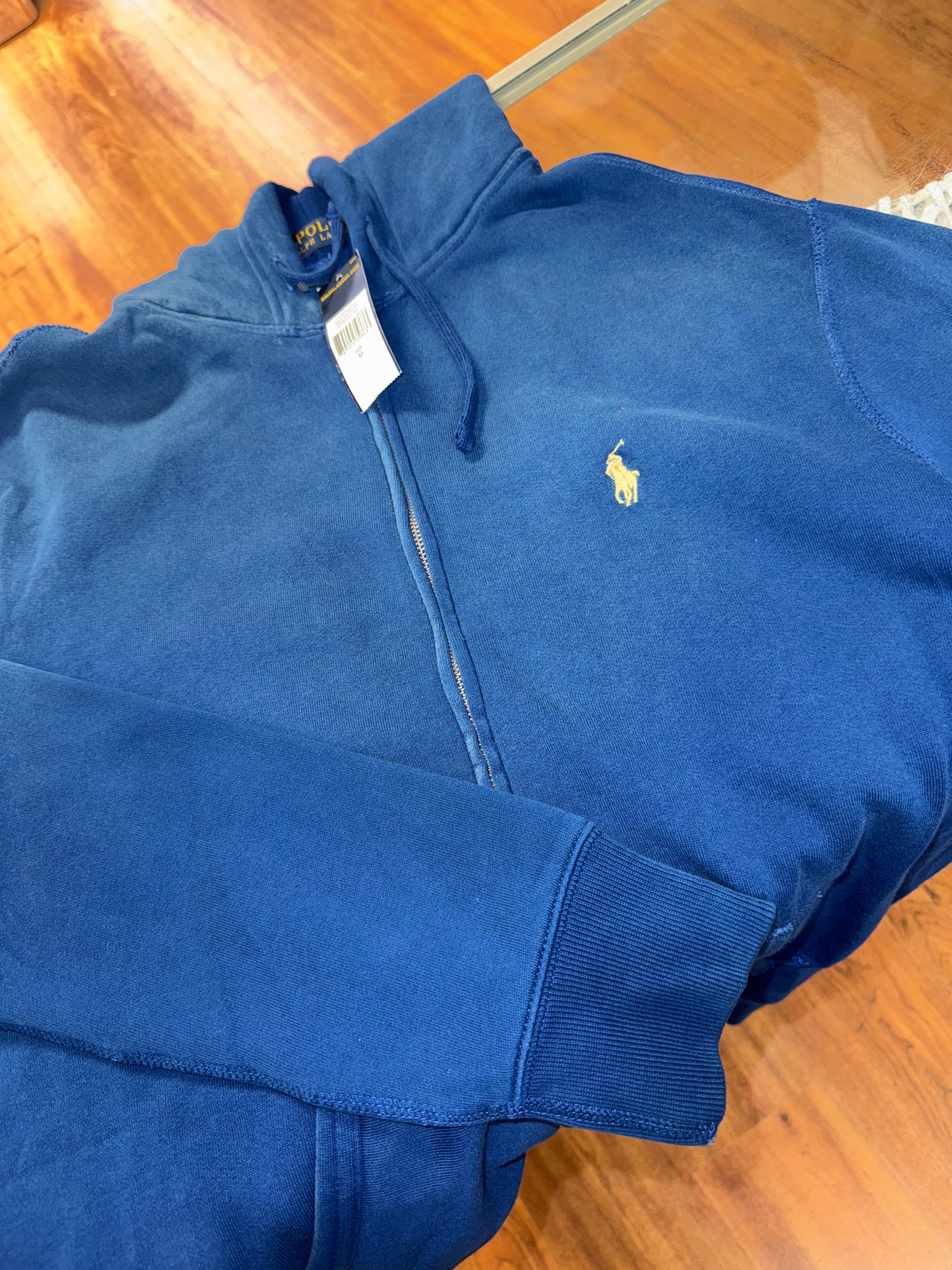 Size M Polo Classic Zip Up “Blue/Yellow” Brand New