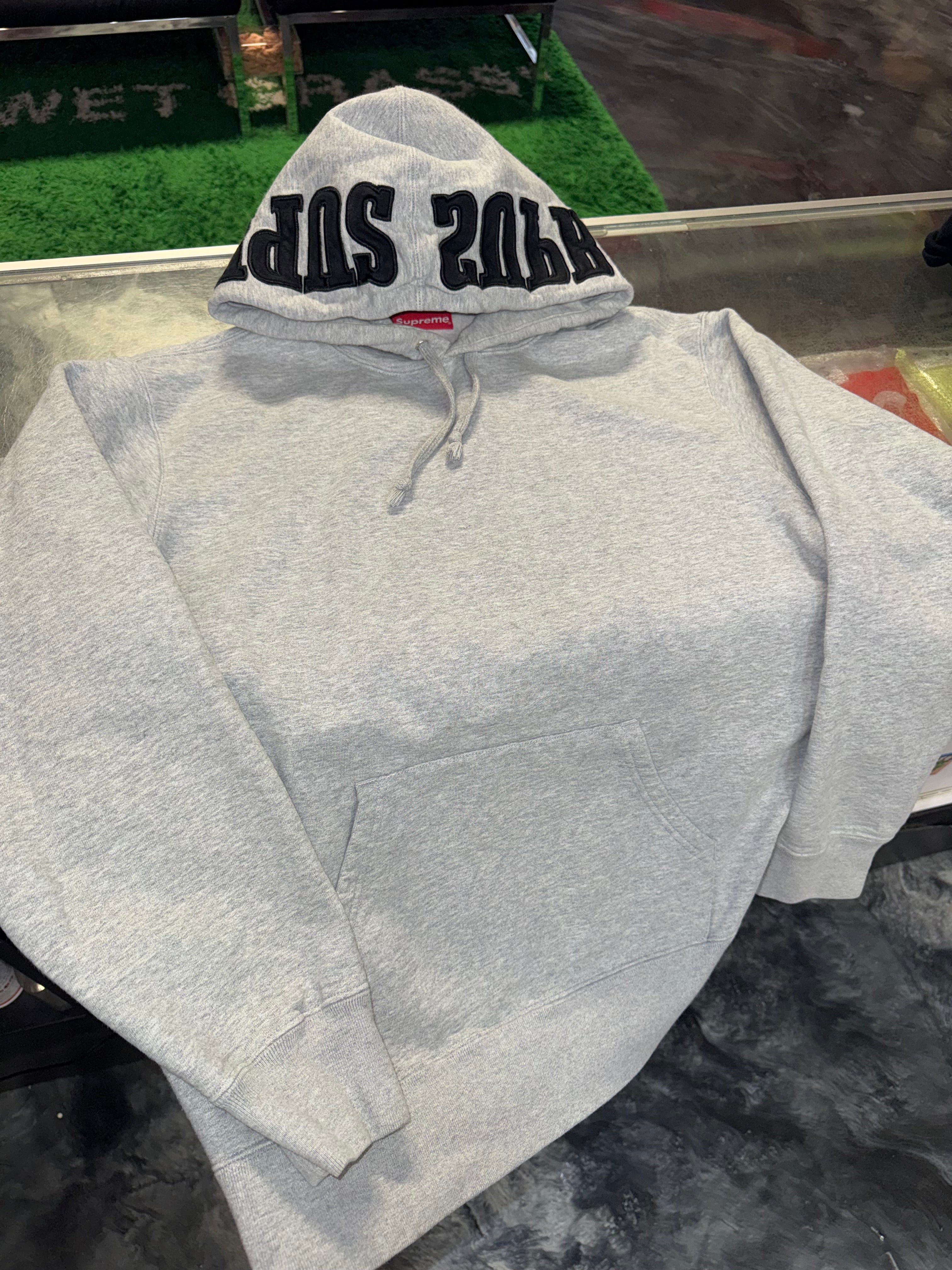 Size M Supreme Hood Logo Hoodie “Grey”