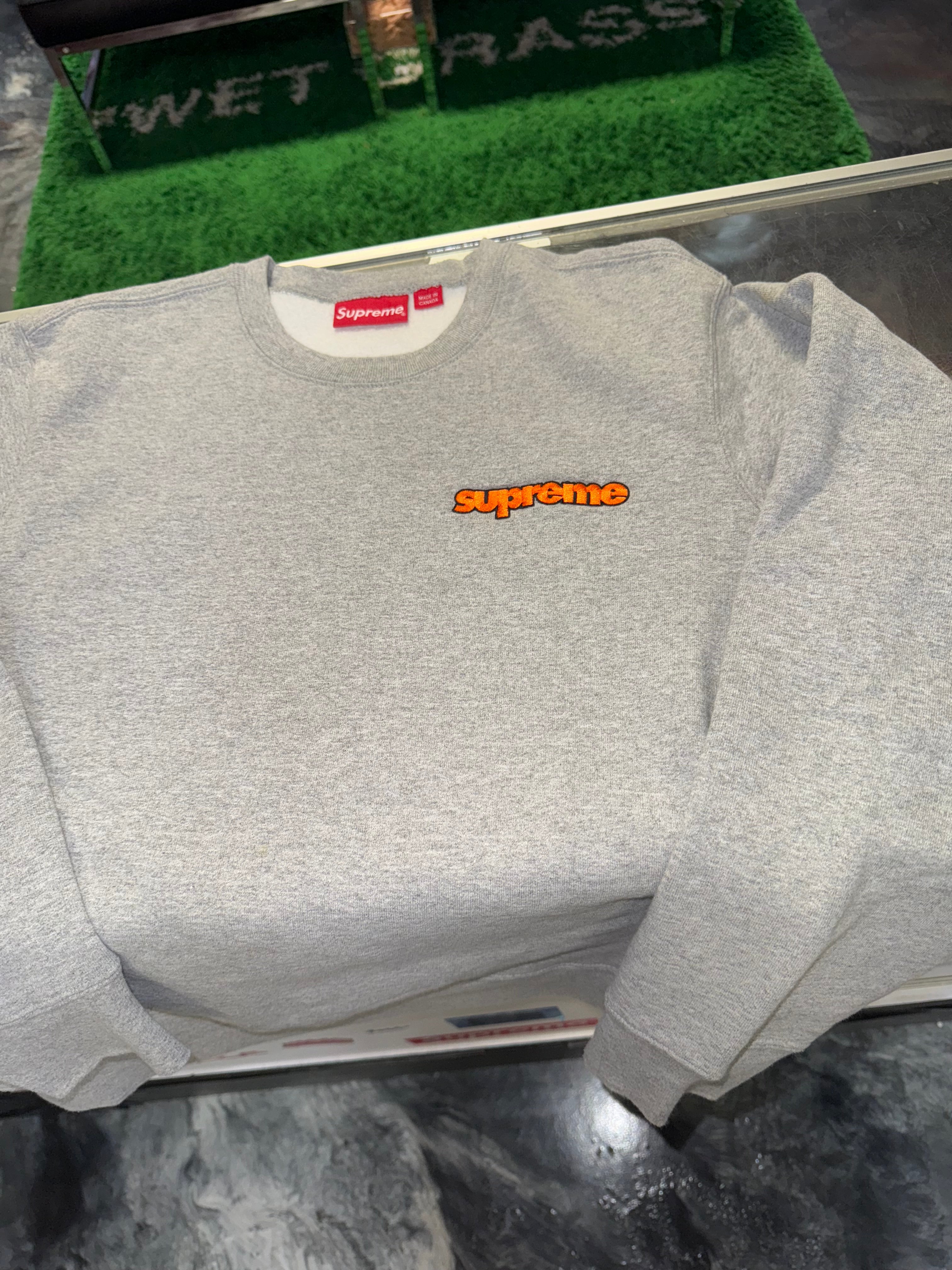 Size M Supreme Connect Crewneck “Grey/Orange”