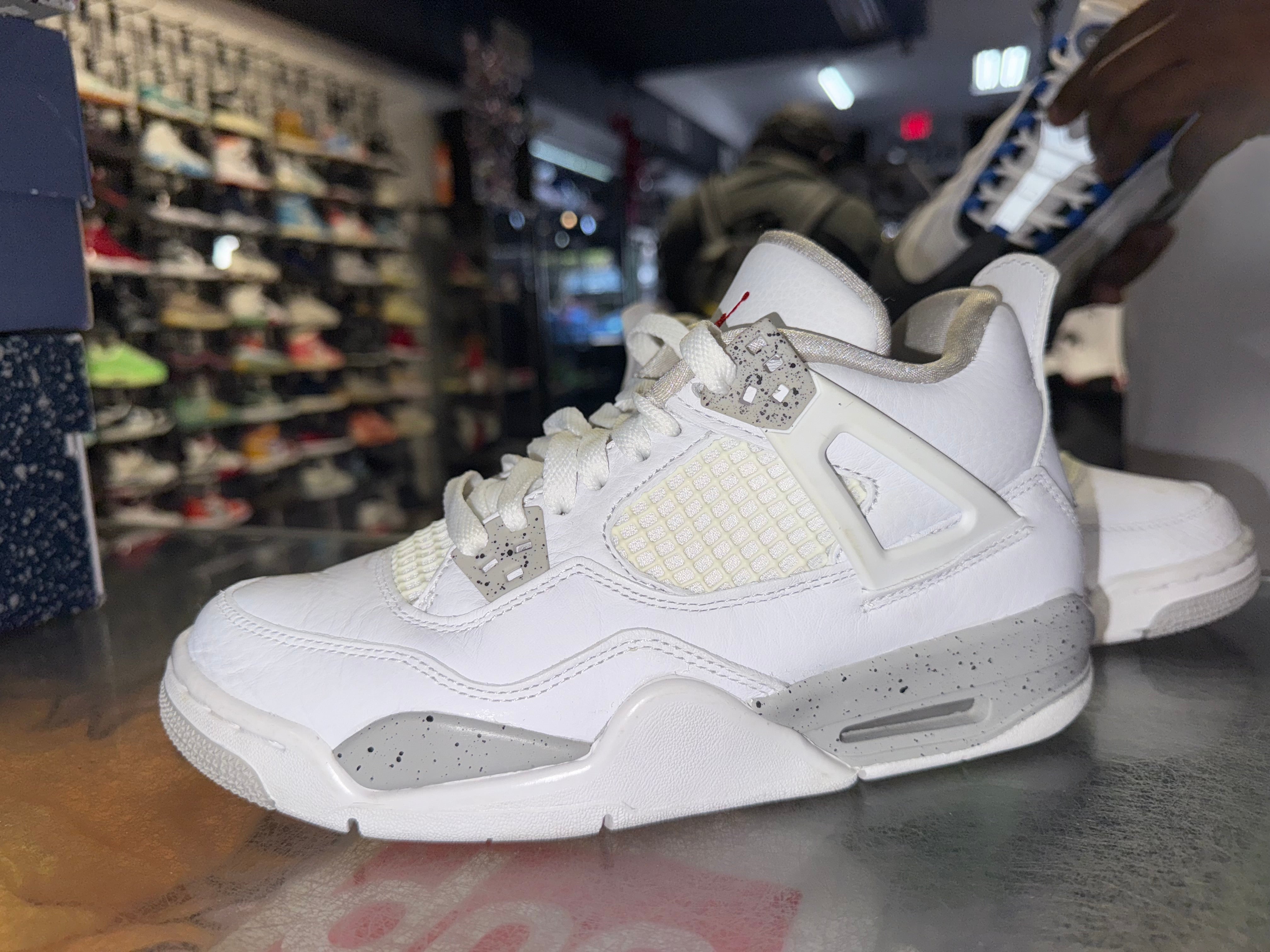 Size 5.5y Air Jordan 4 "White Oreo"