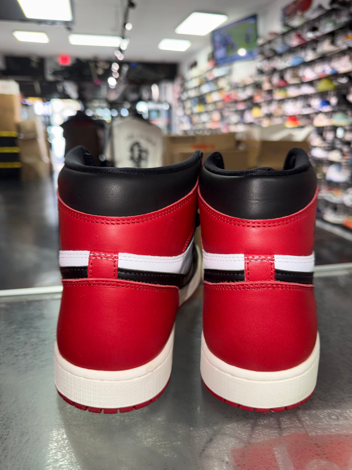 Air Jordan 1 Black Toe Reimagined sneaker, pre-owned, size 10.5 – view 6