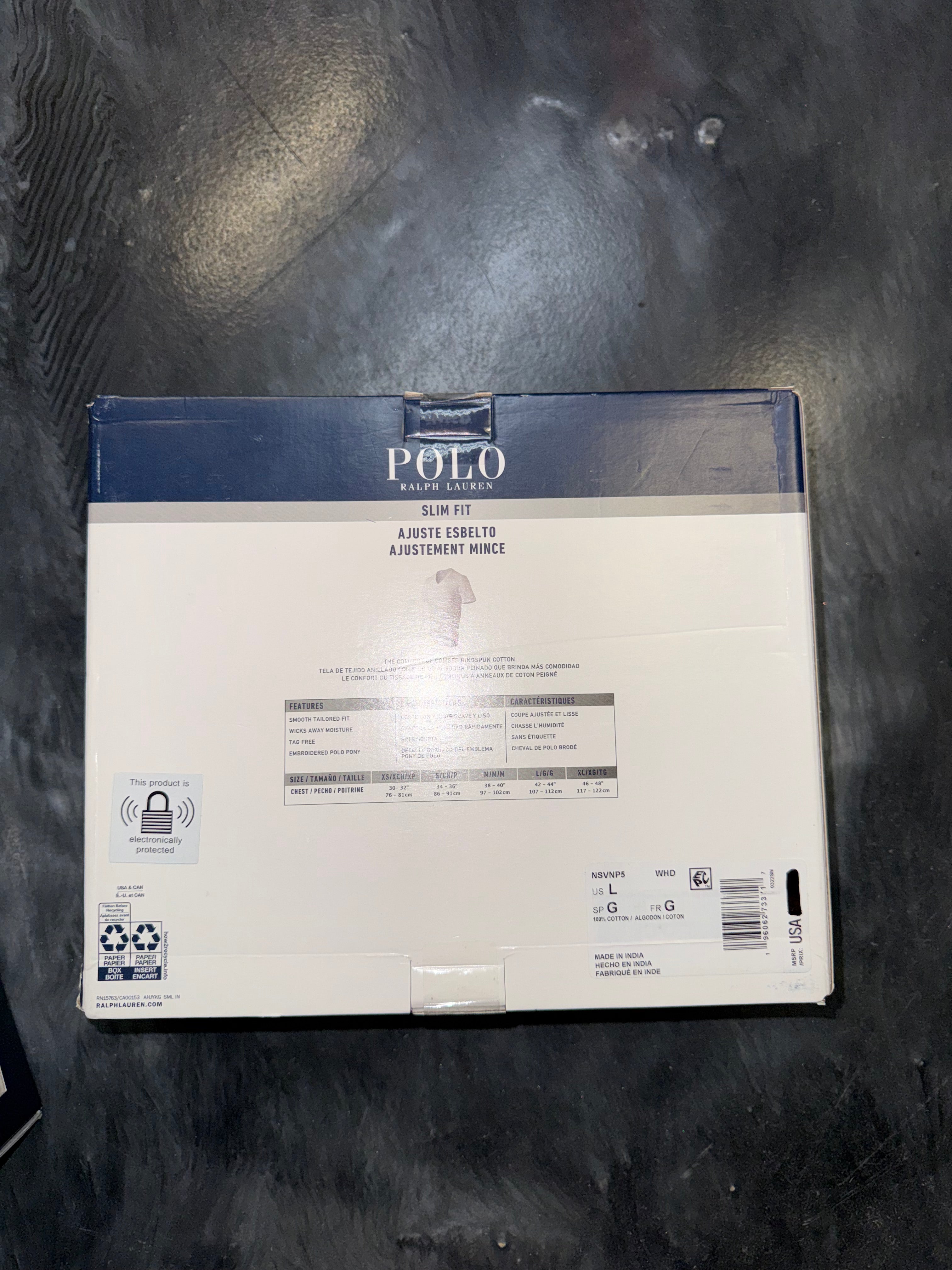 Size L Polo Ralph Lauren Slim Fit 5 V-Necks “White” Brand New