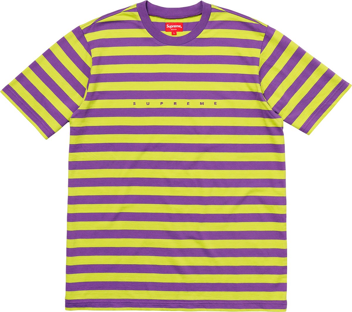 Size L Supreme Bar Stripe Tee “Lime Purple”