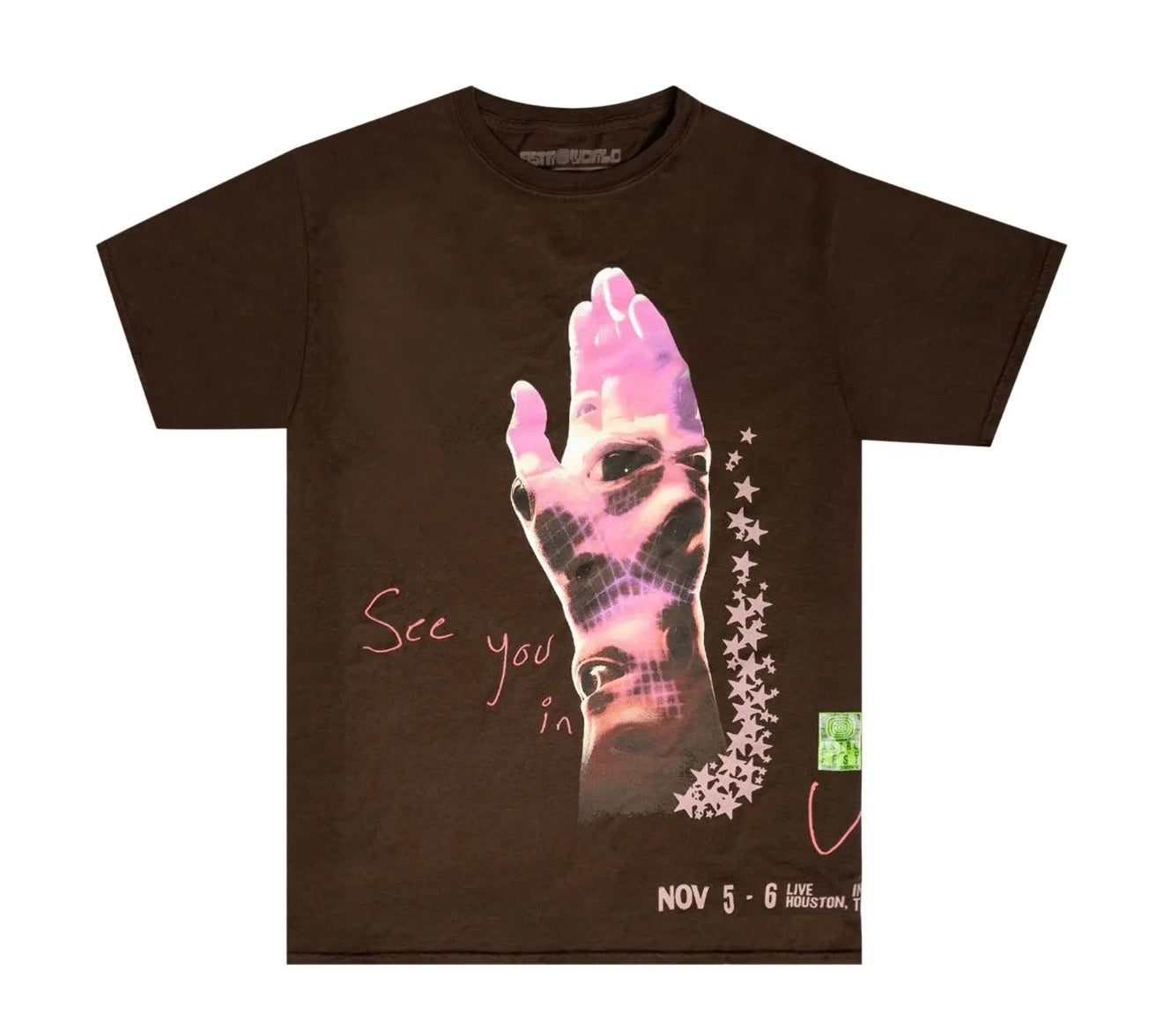 Size M Travis Scott All Seeing Hands Tee “Brown” Brand New