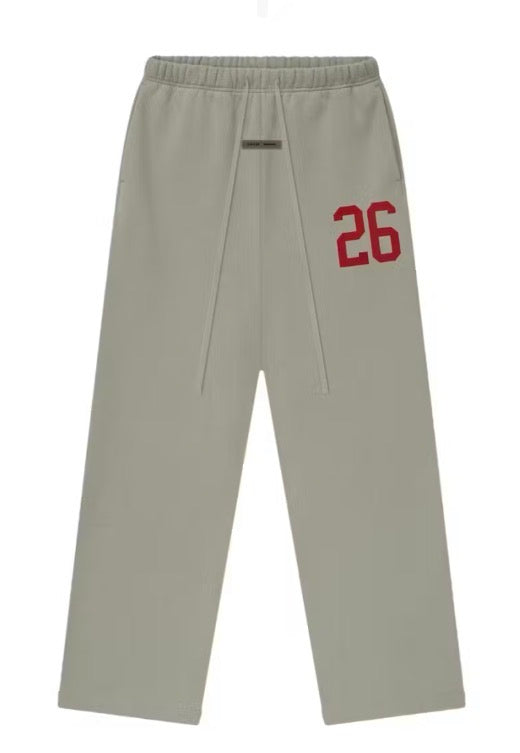 Size M (Fits L) Essentials FOG Wide Leg Sweatpants “Grey/Red 26” Brand New