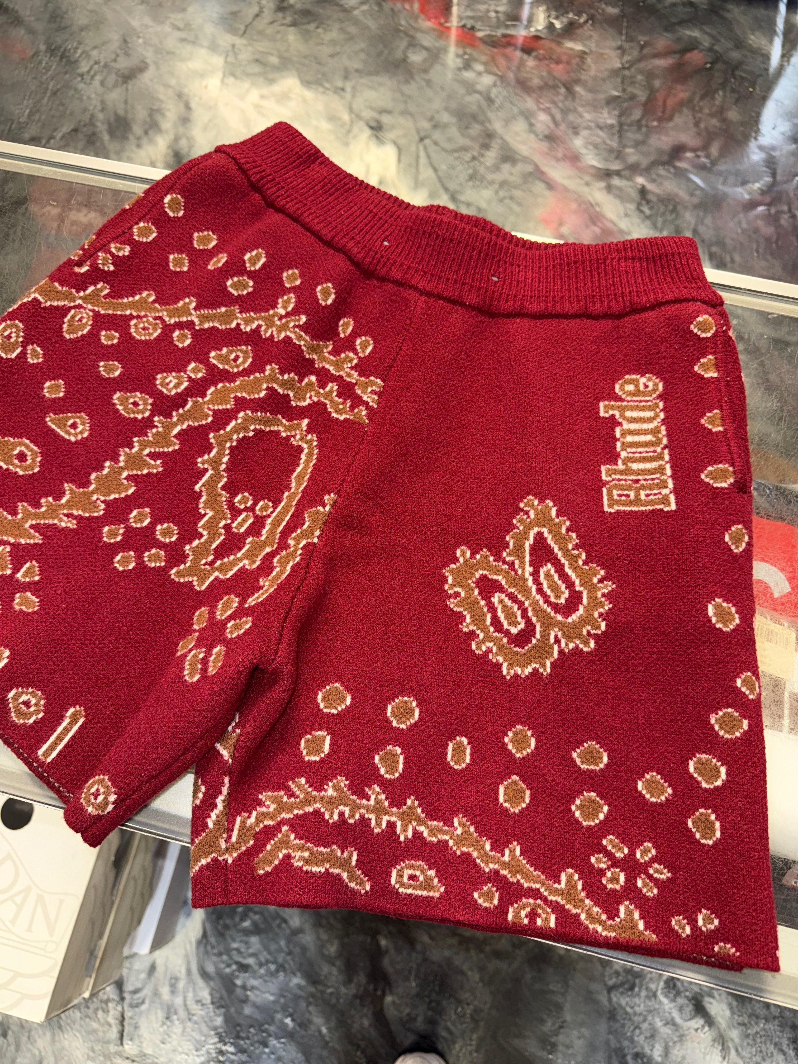 Size M Rhude Knit Shorts “Red Paisley”