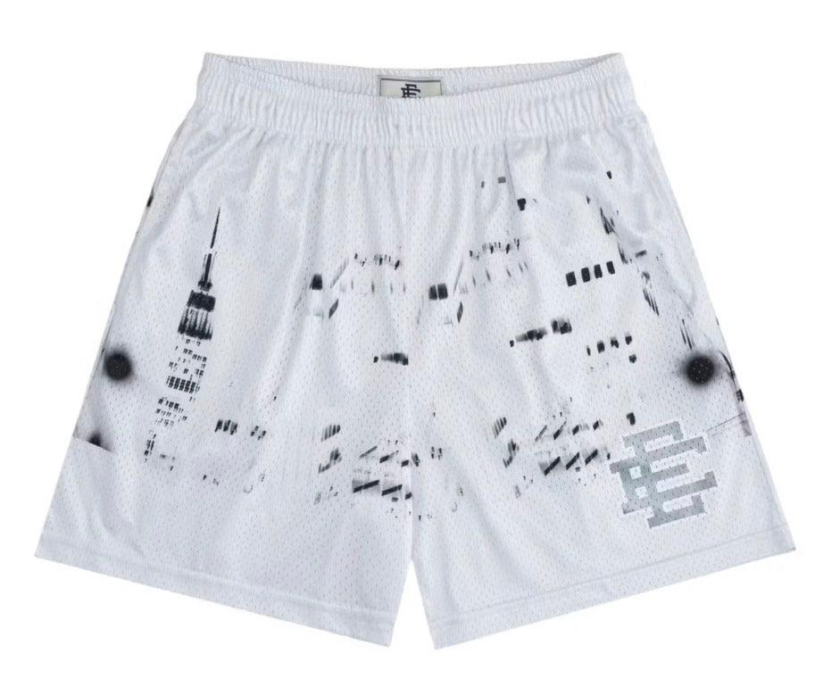 Size M Eric Emanuel EE Shorts “City Skyline Silver” Brand New