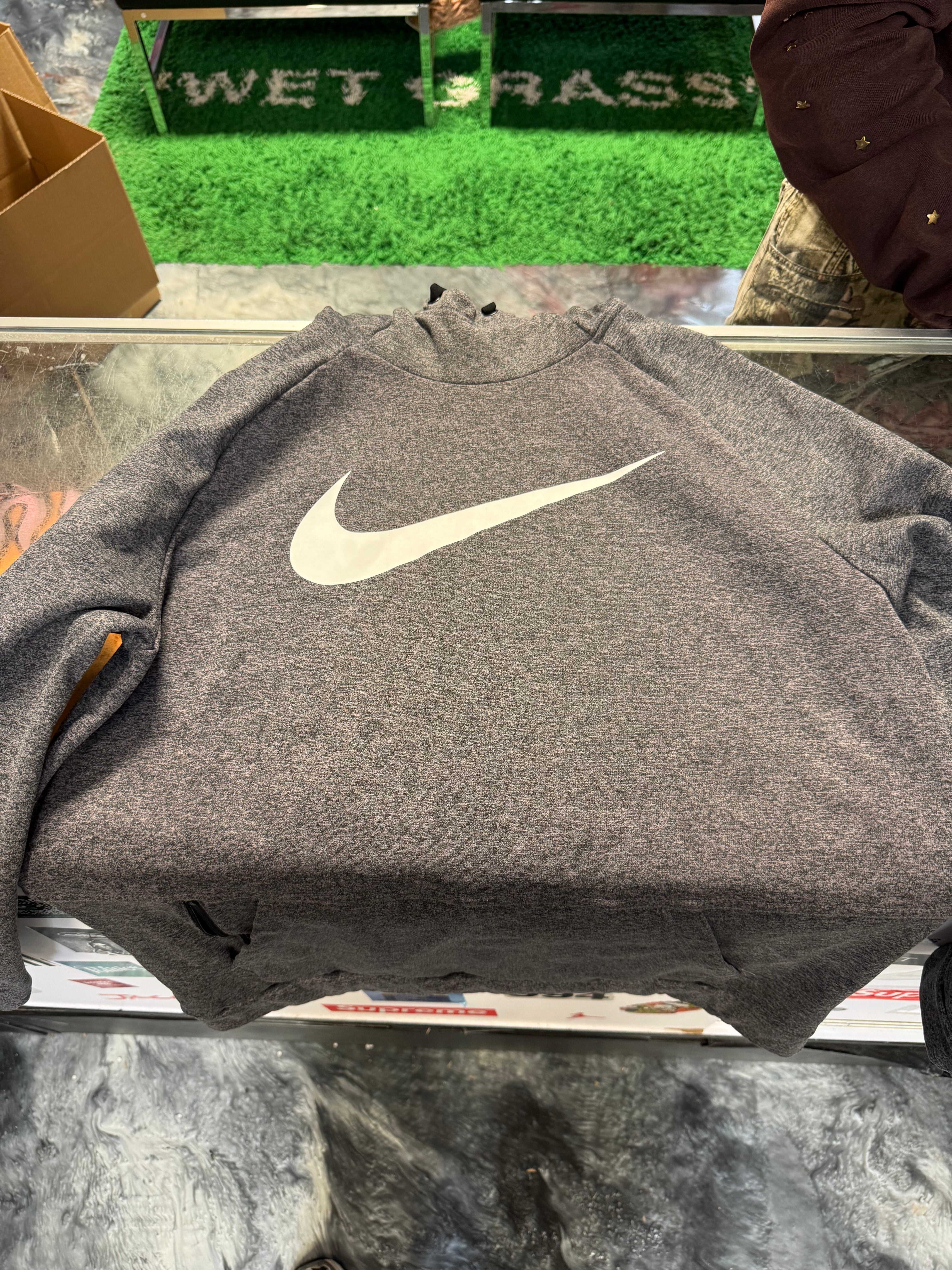 Large Nike Dri Fit Hoodie Grey