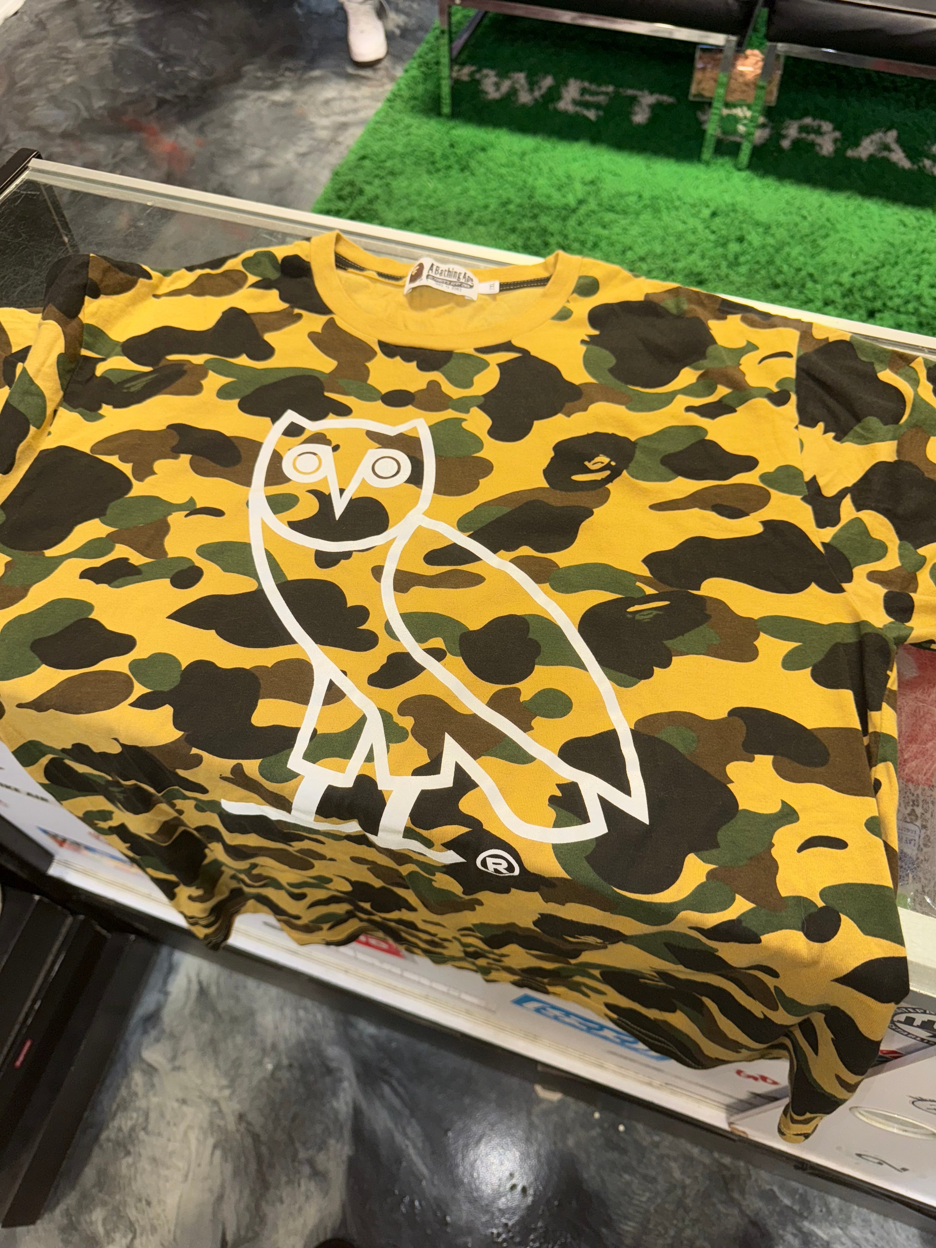 Size XXL (Fits XL) Bape x OVO 1st Camo Tee “Yellow Camo”